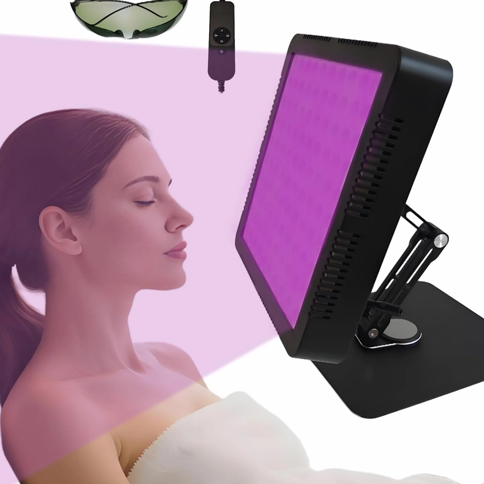 Lampa opalająca LED 100 LED 395 nm z timerem, regulowaną jasnością, stojakiem i okularami