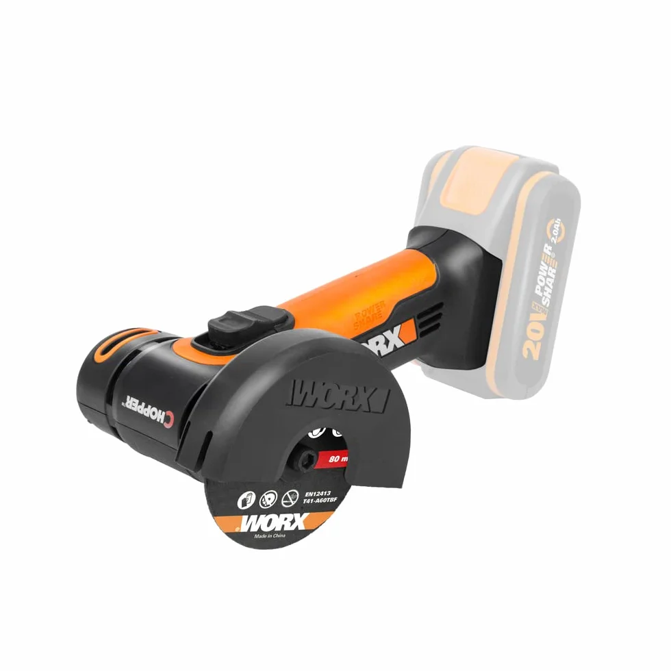 WORX WX801.9 Mini Akumulatorowa Szlifierka Kątowa Chopper 20V, Kompaktowa Szlifierka o Smukłej Obudowie, do Szlifowania i Cięcia, do Metalu, Płytek, Plastiku, bez Akumulatora i Ładowarki