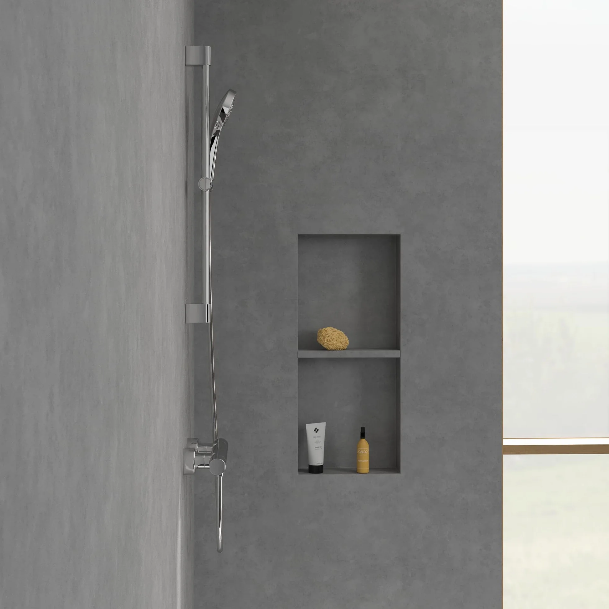 Villeroy & Boch Uniwersalny termostat prysznicowy Taps & Fittings, armatura prysznicowa z ochroną przed oparzeniem i blokadą bezpieczeństwa przy 38°, bateria mieszakowa prysznicowa natynkowa, okrągła,