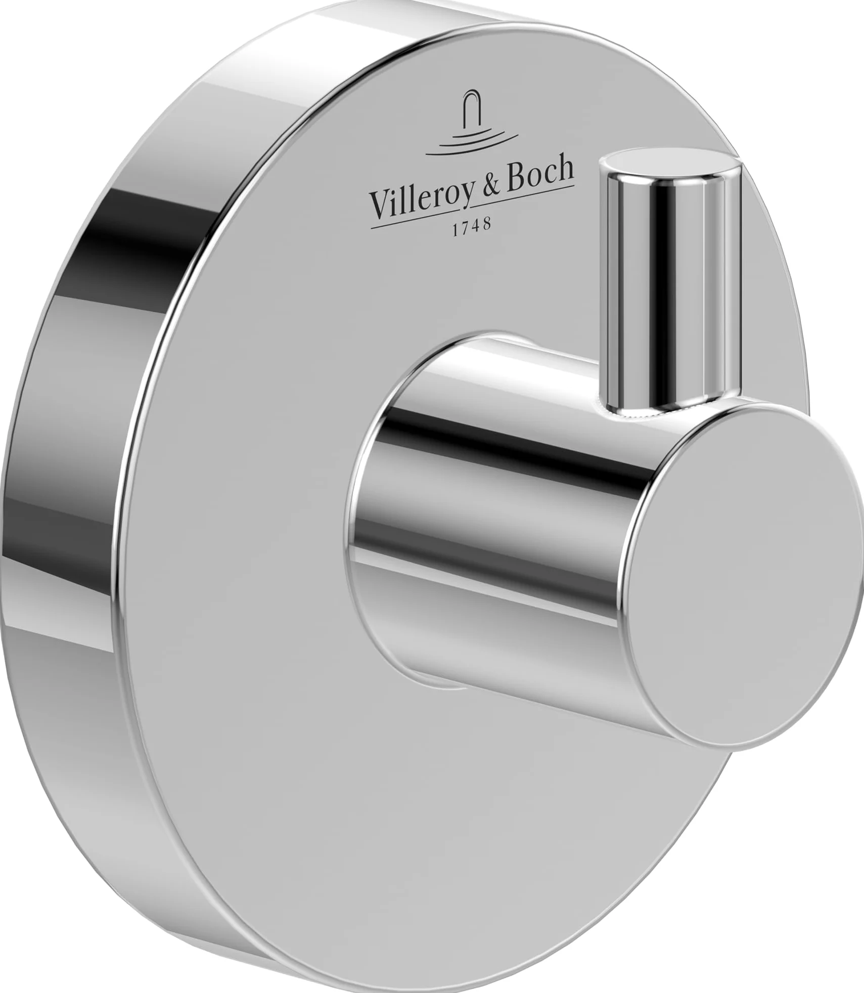 Villeroy & Boch Elements - Tender wieszak na ręczniki, wieszak na ręczniki do montażu na ścianie, hak ścienny z cynku, akcesoria łazienkowe, okrągły, 54 x 32 x 54 mm, chrom