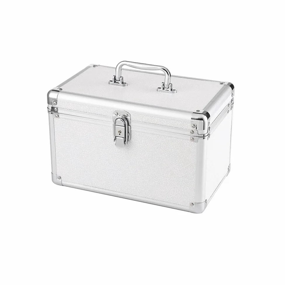 Organizator Biała skrzynka narzędziowa ze stopu aluminium, kosmetyczka, pudełko do makijażu(Biały)