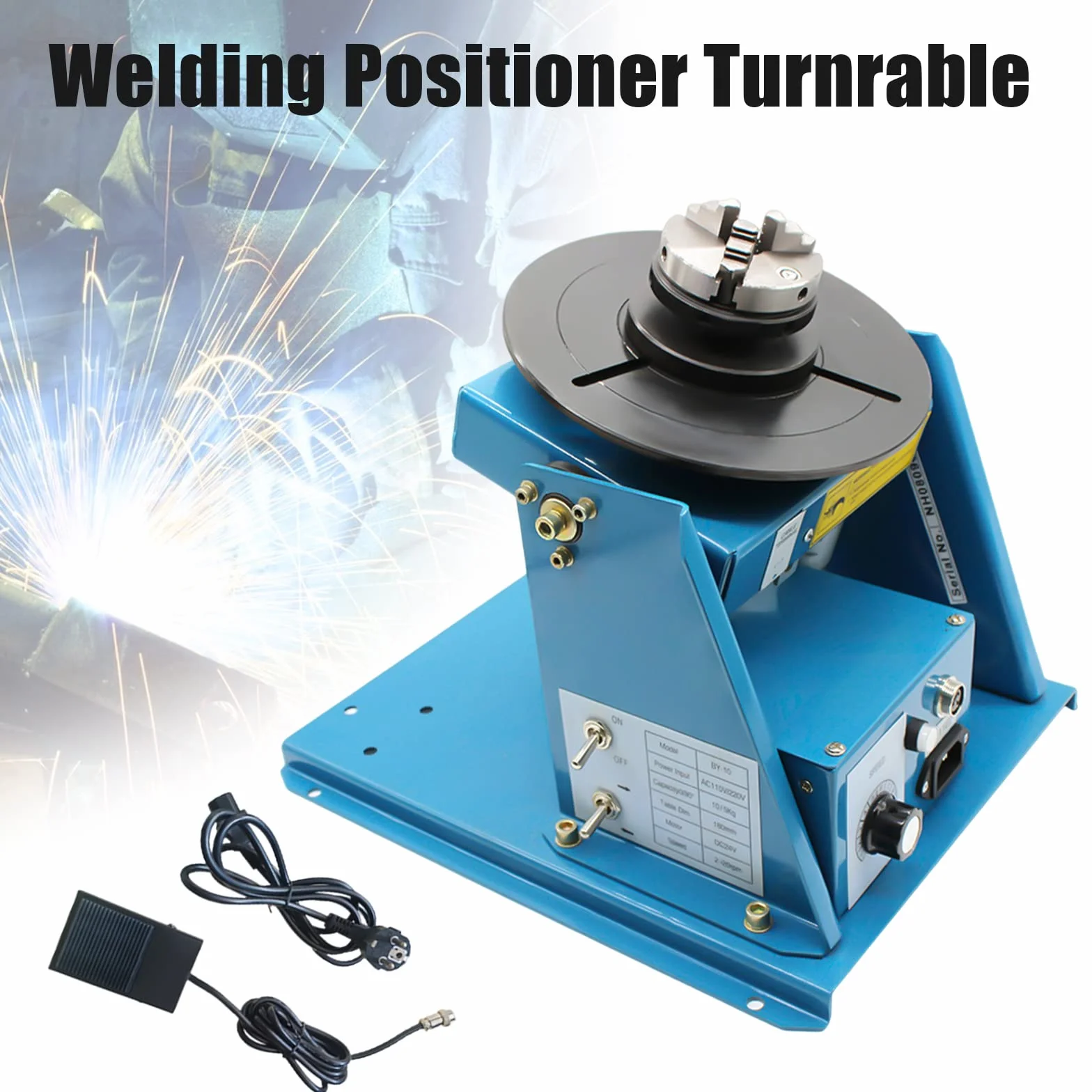 220 V stół spawalniczy pozycjoner spawalniczy 2-10 obr./min, manipulator 10 kg (poziomo) / 5 kg (pionowo), stół obrotowy 0-90°, kąt nachylenia 0-90°, uchwyt trójszczękowy do cięcia, szlifowania,