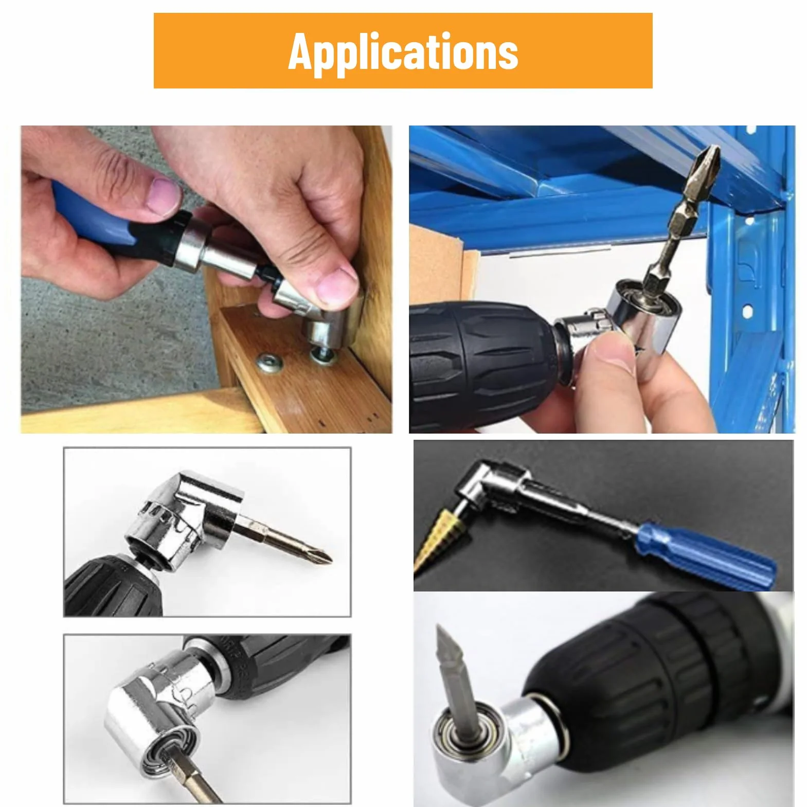 LiebeWH Adapter do wiertarki kątowej, adapter wiertarski 90 stopni, adapter do wiercenia pod kątem prostym, adapter kątowy 105 stopni, 1/4 cala przedłużająca końcówka wiertła