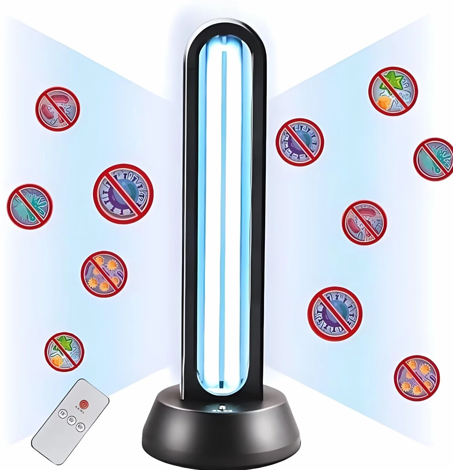 HYLR lampa bakteriobójcza UV 38 W, UVC, bakteriobójcza, pilot zdalnego sterowania, timer, urządzenie do wykrywania radaru, sterylizator, zabija 99,9% środka do usuwania grypy, bakterii, roztoczy