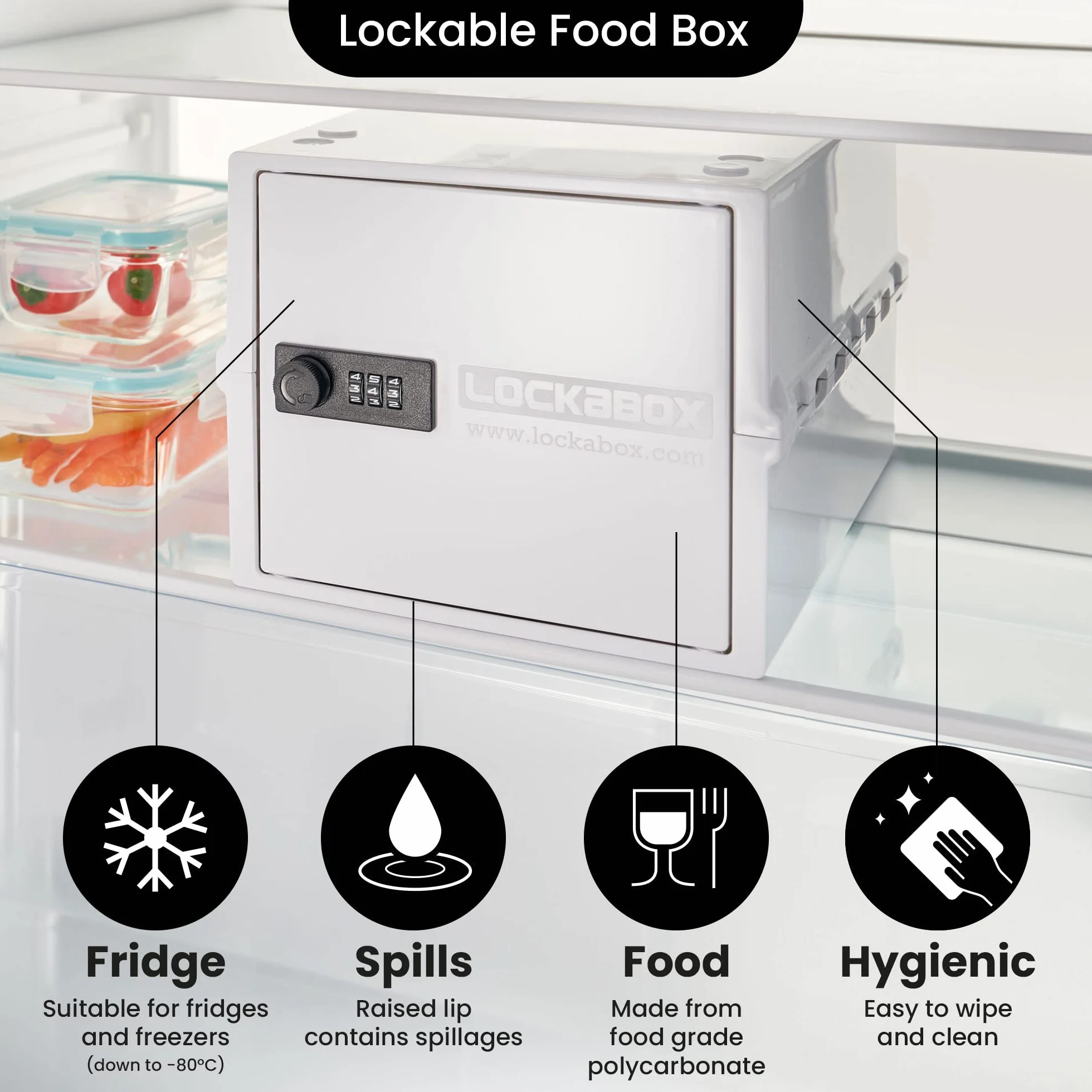 Lockabox One™ Kompaktowe zamykane pudełko do przechowywania żywności Opal White