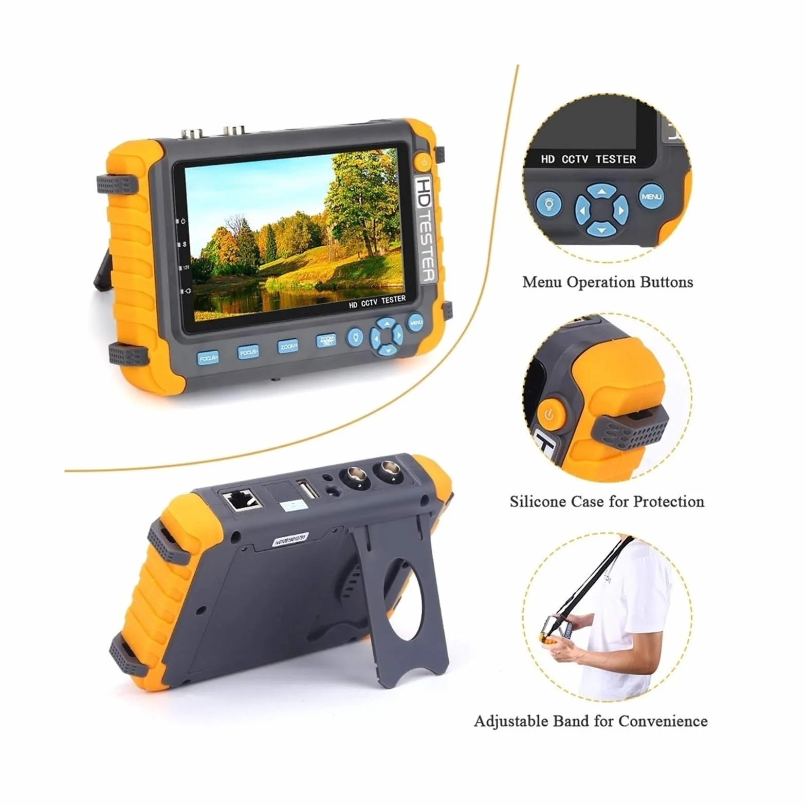 Tester CCTV, IV8W Przenośny tester CCTV 8MP | Z AHD/CVI/TVI Mini Monitor Kamery Tester VGA Wejście Wideo Tester Kamery Bezpieczeństwa do testowania kamer CCTV i IP.