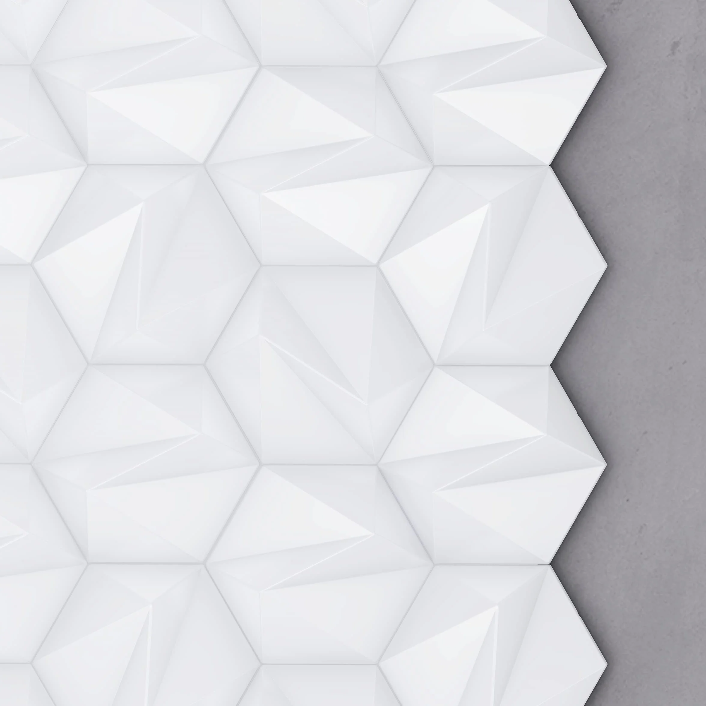Panel ścienny 3D, Zeta, system paneli ściennych, płytki dekoracyjne, zestaw 54 płytek (Biały)