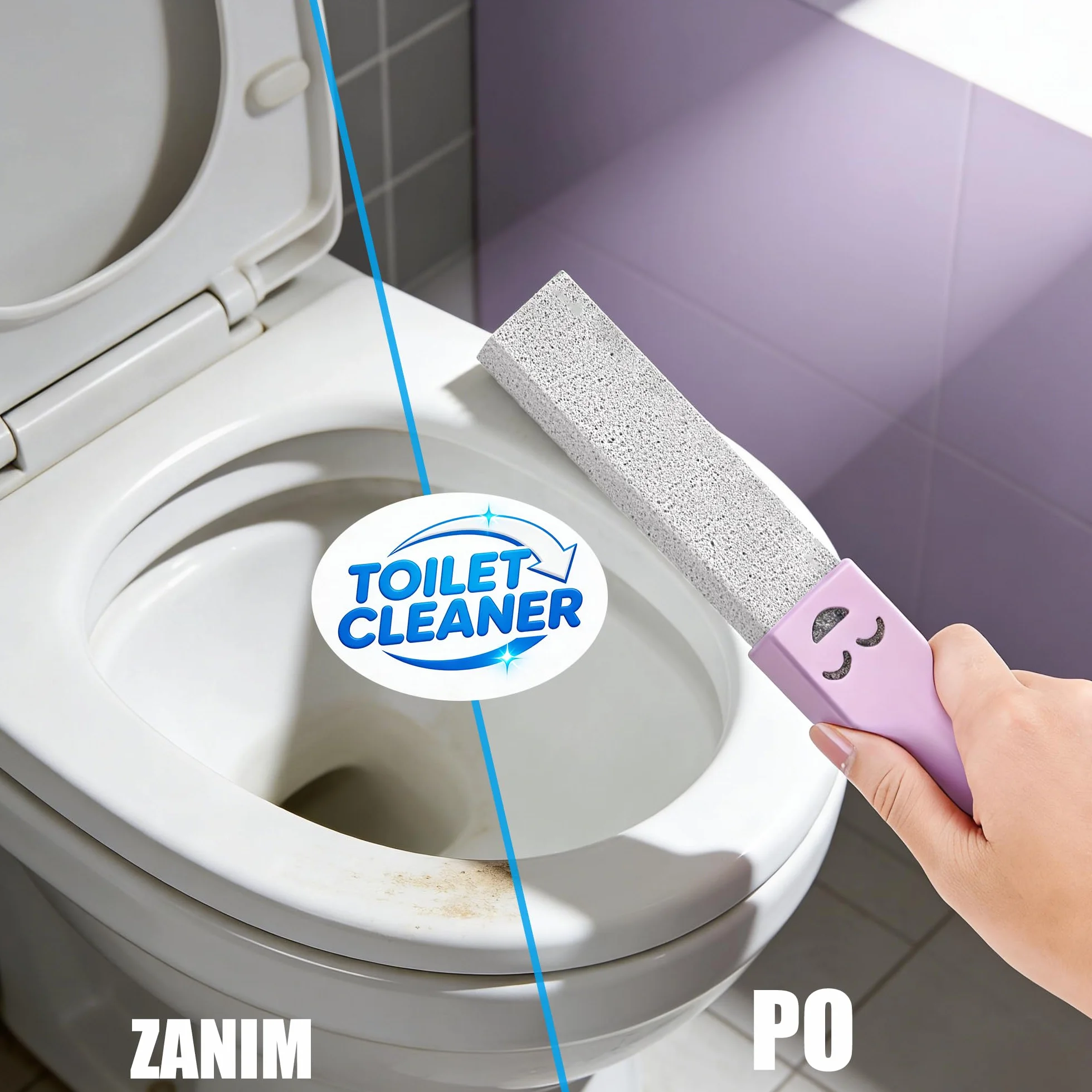 Nadaje się do czyszczenia łazienek, toalet itp. przed świętami Bożego Narodzenia 6 sztuk pumeksu do czyszczenia toalety, 6 sztuk kamieni pumeksowych, 3 uchwyty, skuteczne usuwanie plam z toalety