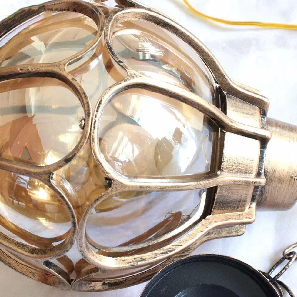 LIUNAIN Vintage lampa wisząca na zewnątrz, wodoszczelna lampa sufitowa, przemysłowa, aluminium, szkło, żyrandol wiszący, oświetlenie na werandę, korytarz, wille, podwórko, do wnętrz, E27