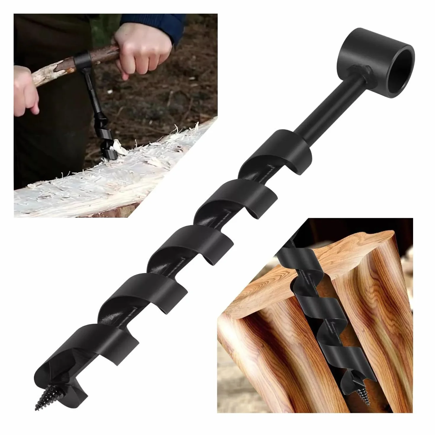 Wiertarka ręczna do drewna 5 sztuk na zewnątrz survival camping bushcraft czarna