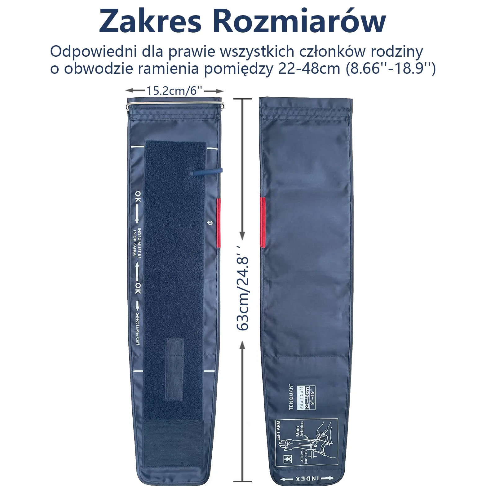 Duży mankiet do ciśnieniomierza (22-48 cm), mankiet na ramię do cyfrowego pomiaru ciśnienia krwi z przyłączem