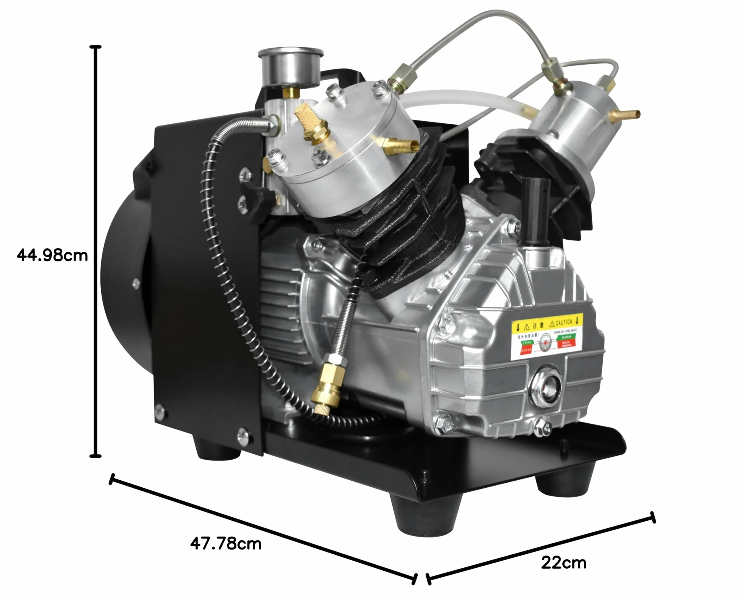 TUXING Kompresor PCP, 4500 psi/300 bar/30 MPa, kompresor wysokociśnieniowy z przenośną dwucylindrową mini sprężarką powietrza do pompowania butli do nurkowania, wiatrówek PC i karabinów paintballa