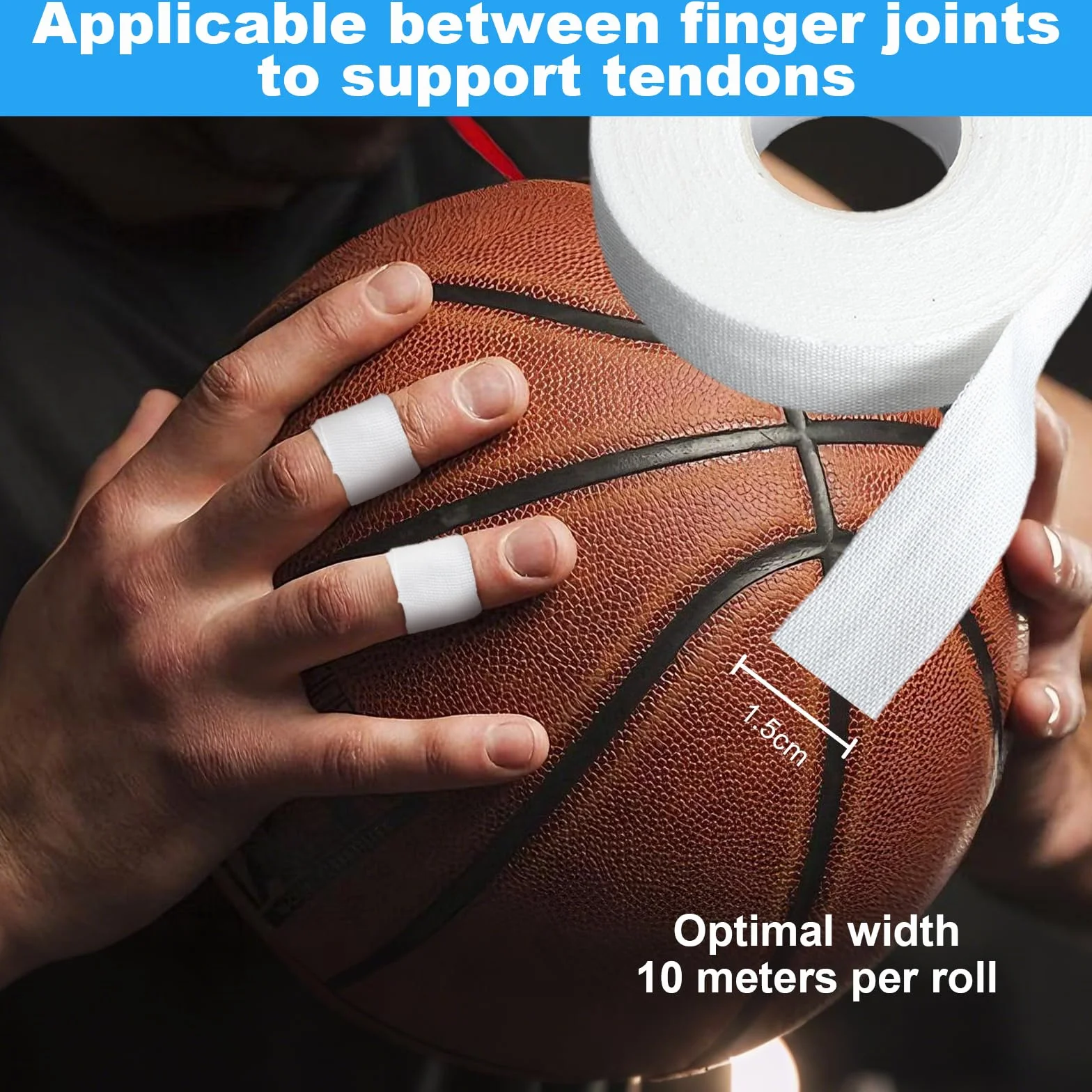4 rolki taśmy sportowej z nożyczkami, elastyczna taśma do wspinaczki do uchwytu i ochrony, 1,5 cm x 10 m, biała oddychająca taśma chroniąca przed urazami, do piłki nożnej, boulderingu, treningu