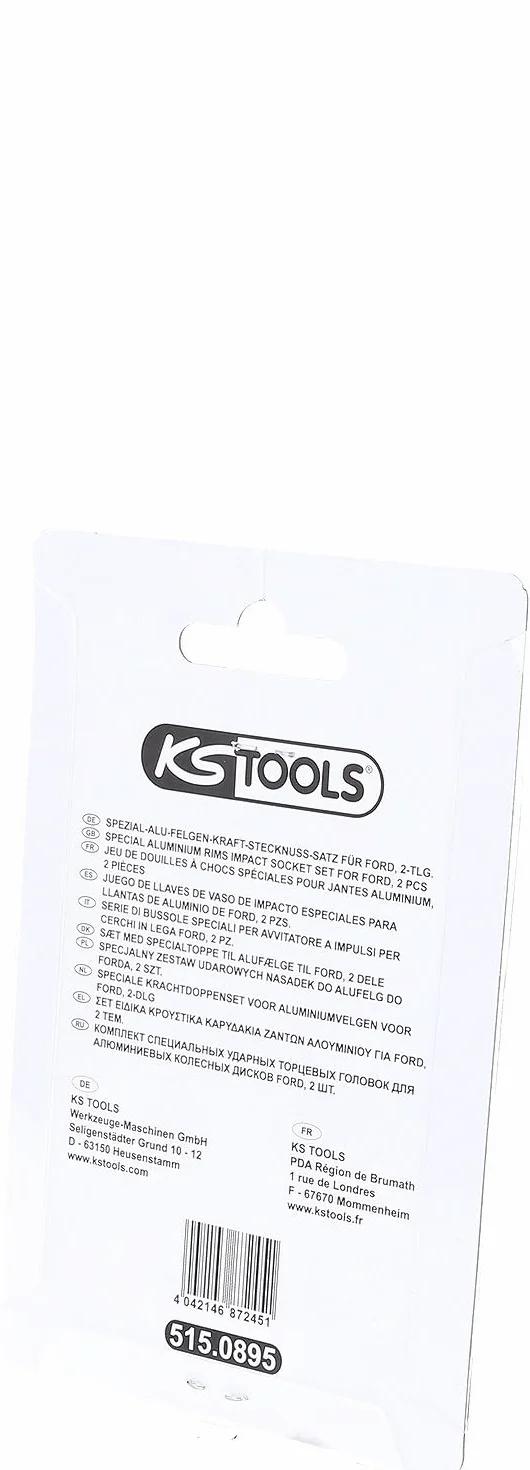 KS Tools 515.0895 1/2" Specjalny zestaw udarowych nasadek do alufelg do Forda, 18,5 / 19,5 / 20,5 / 21,5 mm, 2-szt.