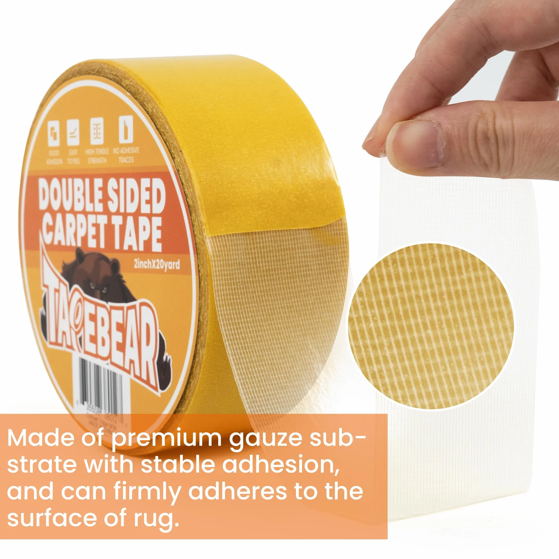 TAPEBEAR Carpet Tape 5 cm x 60 m, żółta