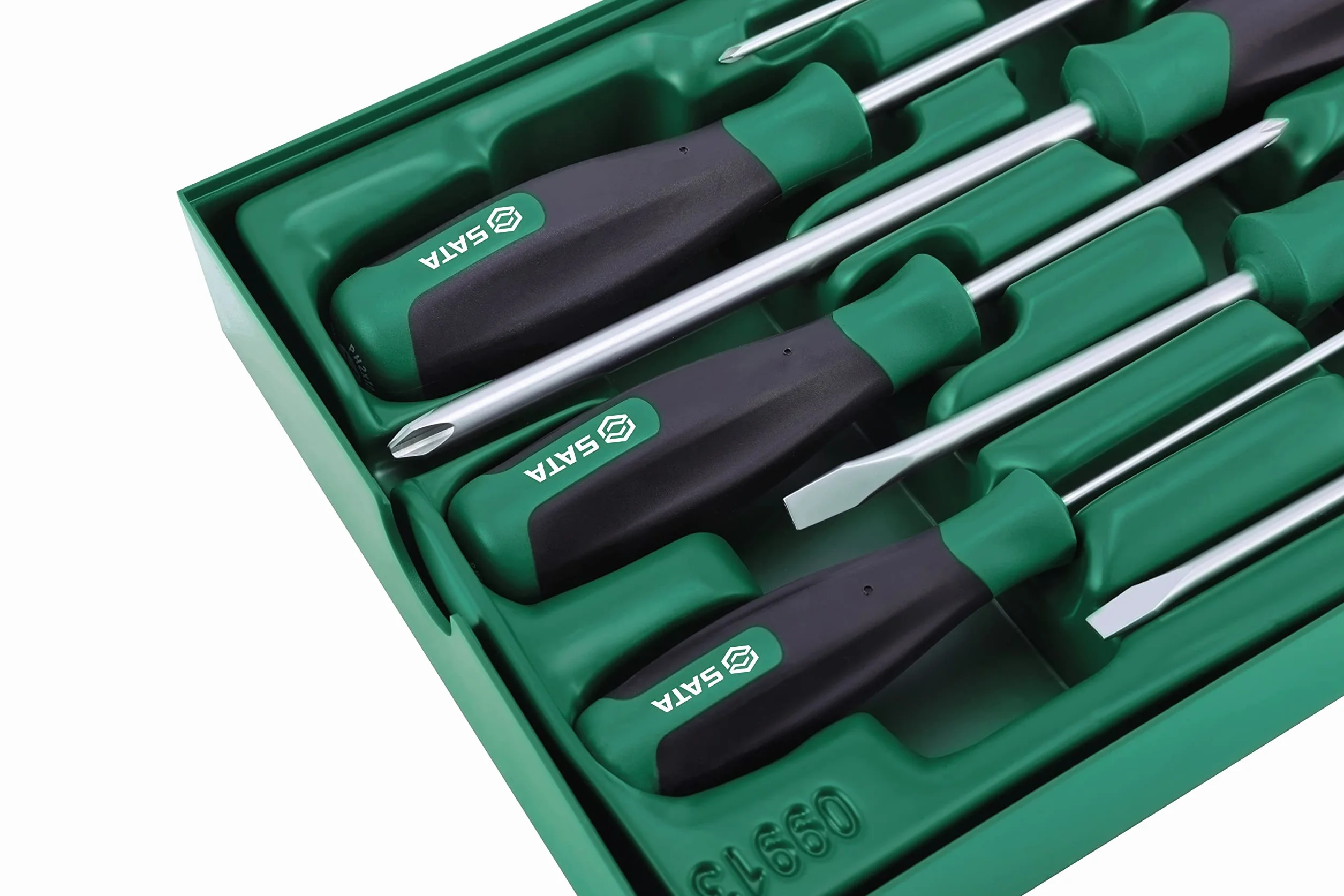 SATA ST09913SJ 13 sztuk zestaw wkrętaków płaskich, zielony