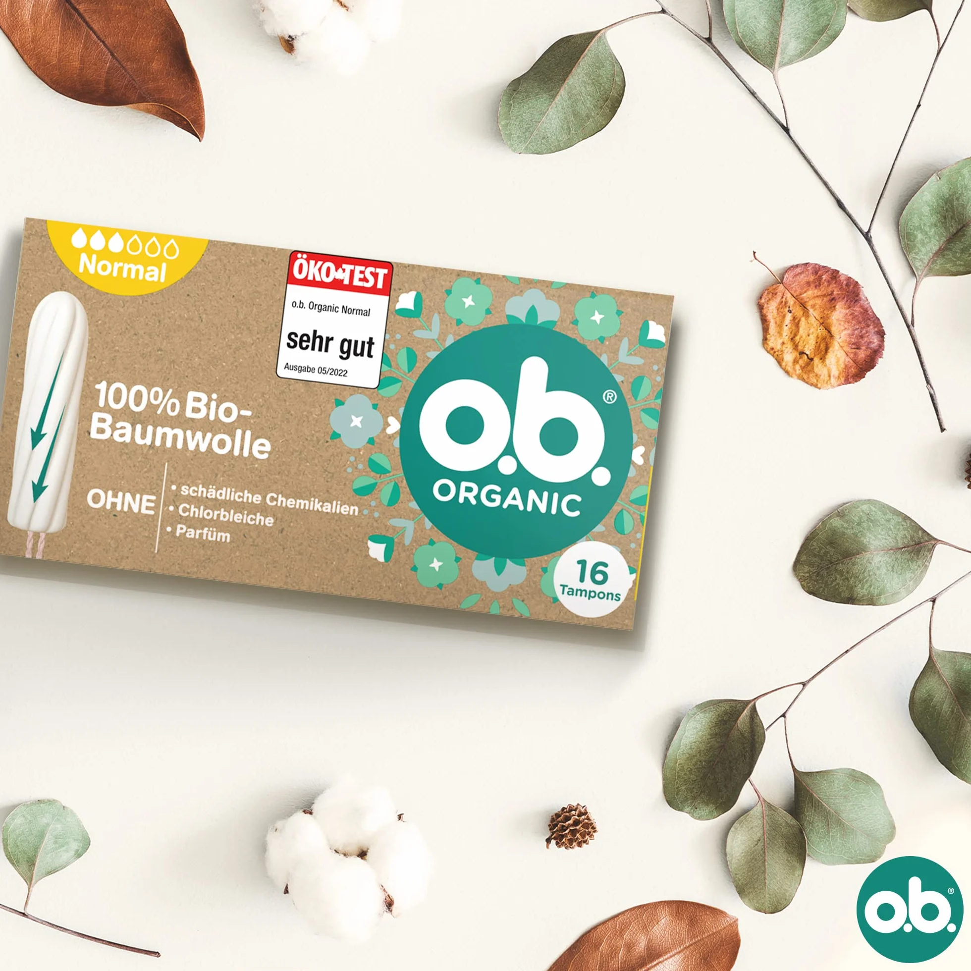 o.b. Organic Normal tampony 100% bawełny ekologicznej 16 sztuk