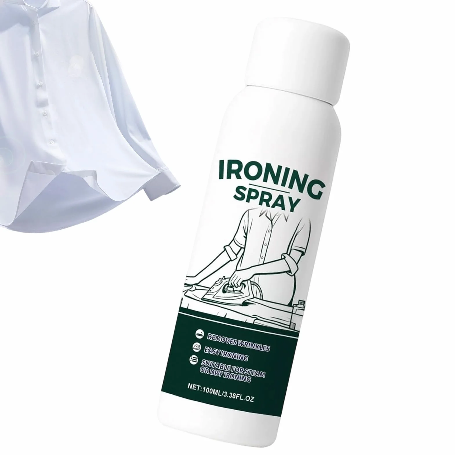 Fabric Iron Starch Spray do ubrań - 100 ml Travel Size | Heavy Hold Remover for Cotton Wool Linen Polyester Silk, Refresh and Protect Garments and Bed Sheets