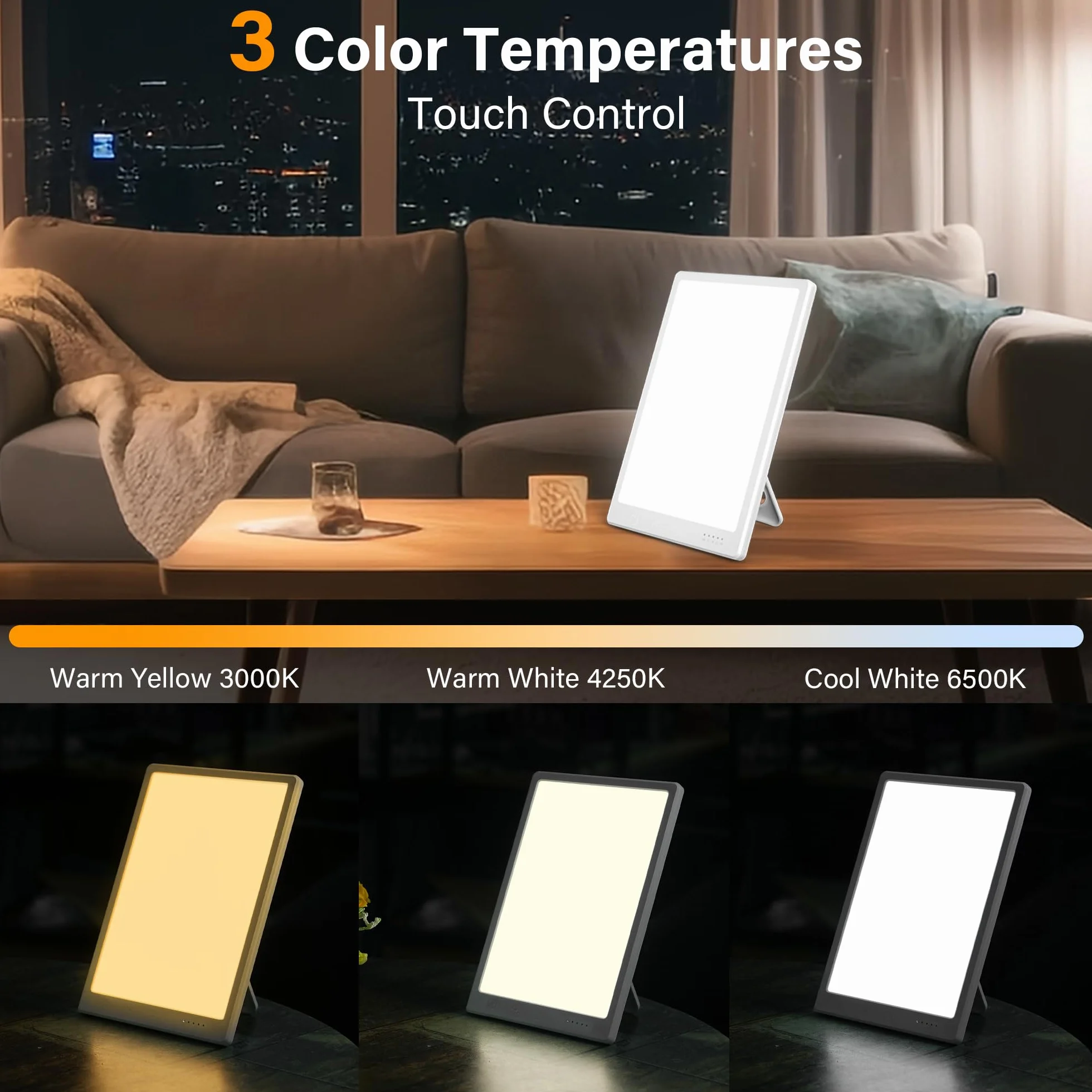 Bravmate Lampa dzienna 10 000 luksów, światło dzienne z uchwytem regulowanym 45°, sterowanie dotykowe, lampa słoneczna, bez promieni UV, 3 temperatury barwowe, światło dzienne do pracy lub domu