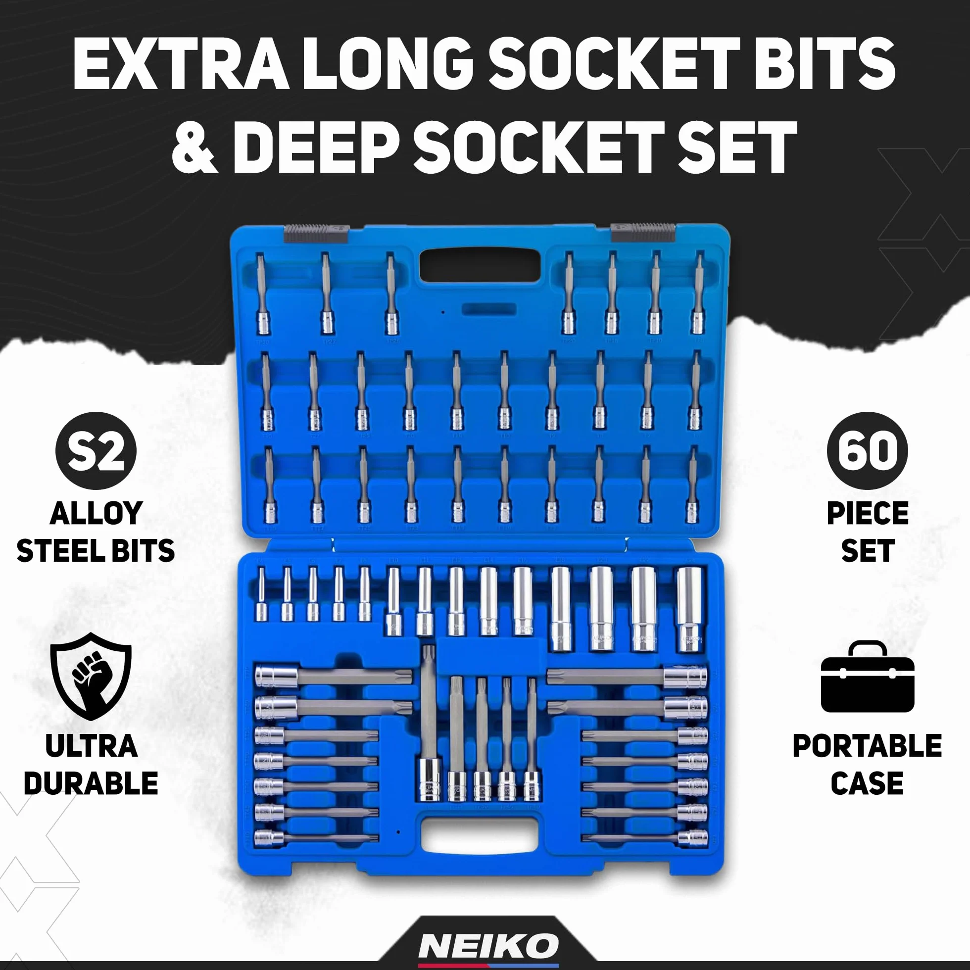 Neiko Zestaw nasadek Torx i E, 10287A