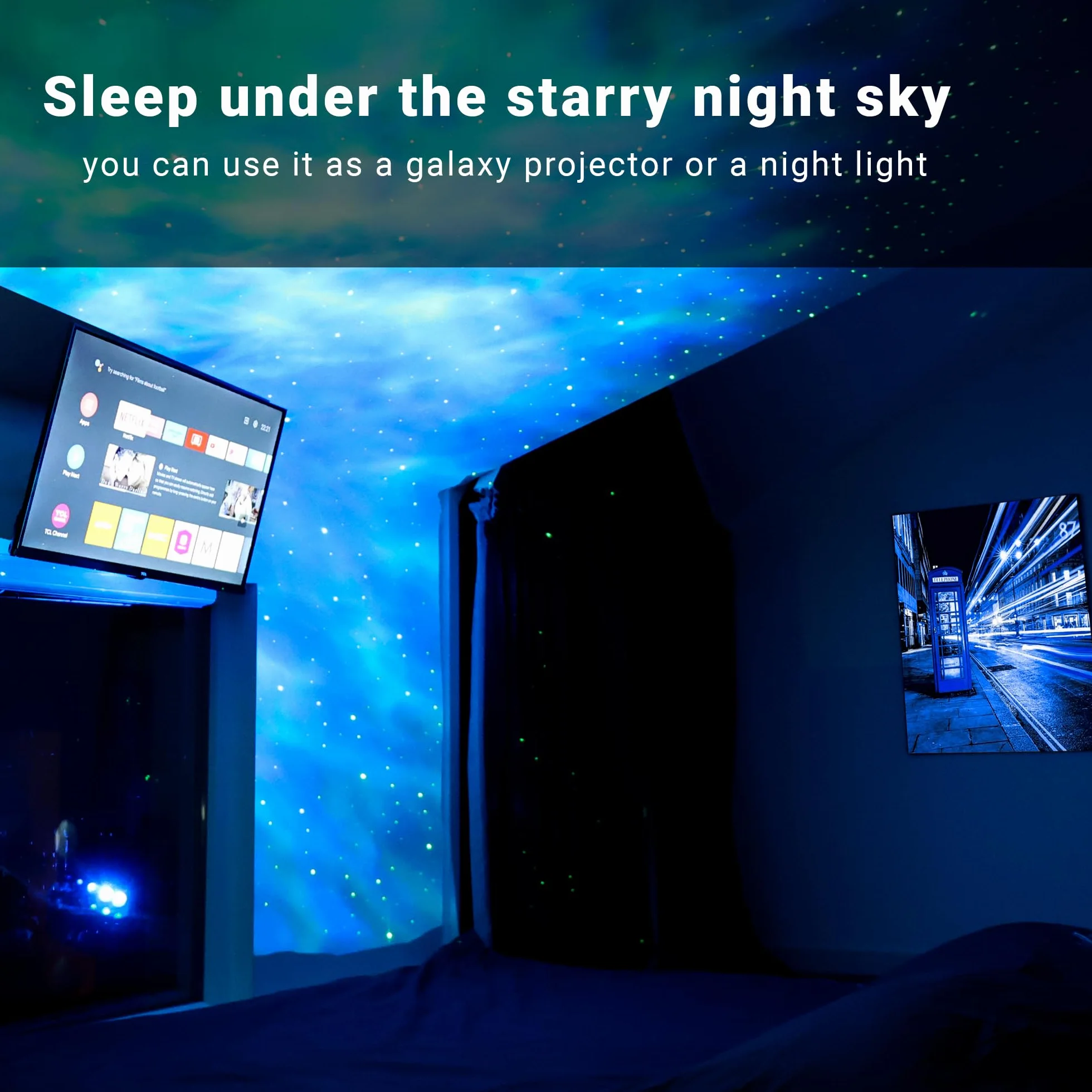 HOMEPROTEK Projektor galaktyki, projektor gwiaździstego nieba - inteligentny sterowany aplikacją Galaxy projektor obrotowy 90 stopni Hey Google i Alexa kompatybilny z lampą projektora galaktyki