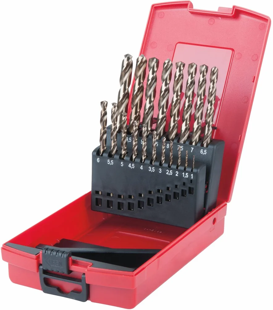 KS Tools 330.3620 HSS-G Co 5 Zestaw wiertel spiralnychw plastikowym opakowaniu 19-szt, 1-10mm