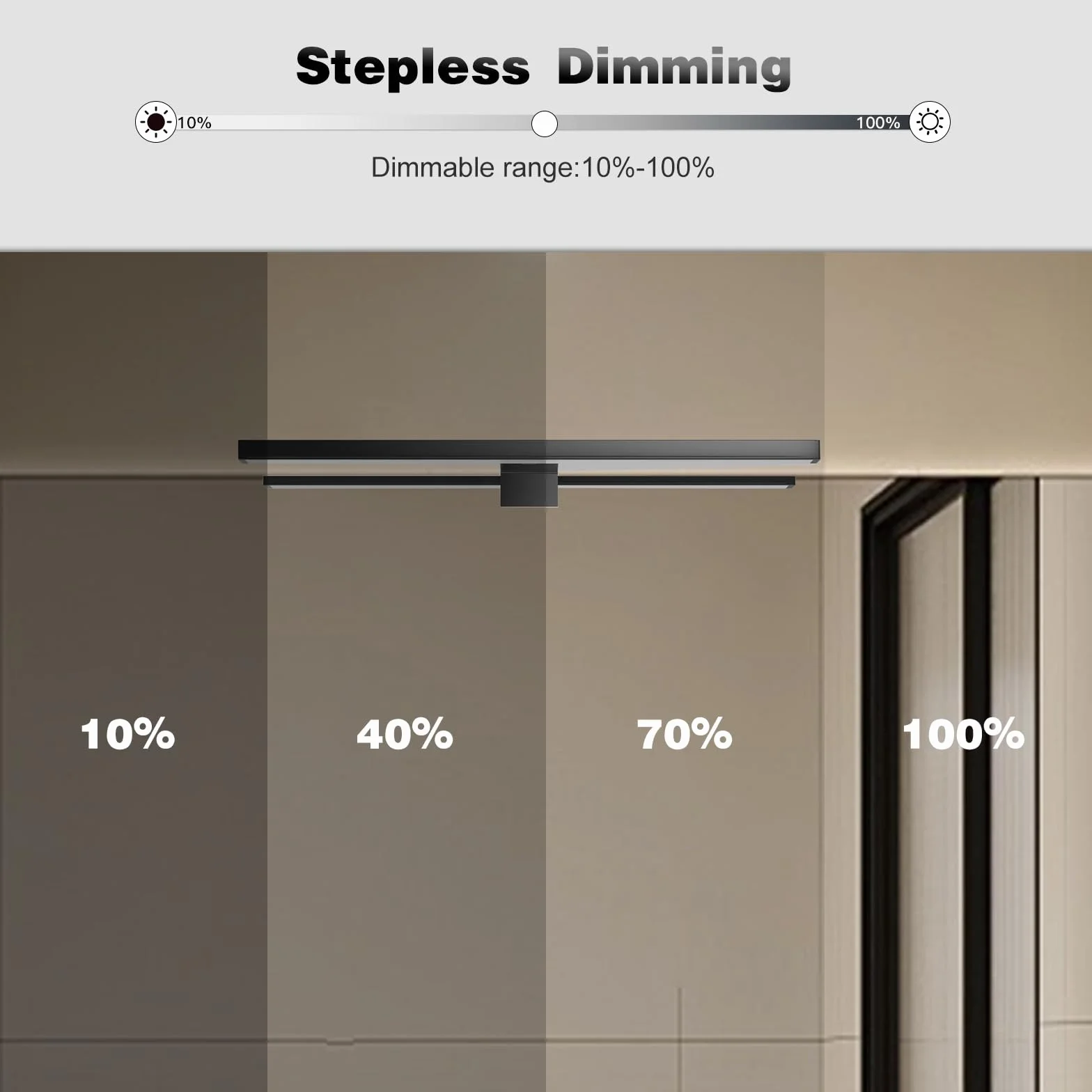 DEELUX Lampa łazienkowa na lustro łazienkowe, z przełącznikiem dotykowym, ściemniane światło LED (80~800 lm) 10 W, 40 cm, 4000 K, neutralna biel, lampa łazienkowa, lampa ścienna, 400 mm, lampa nad