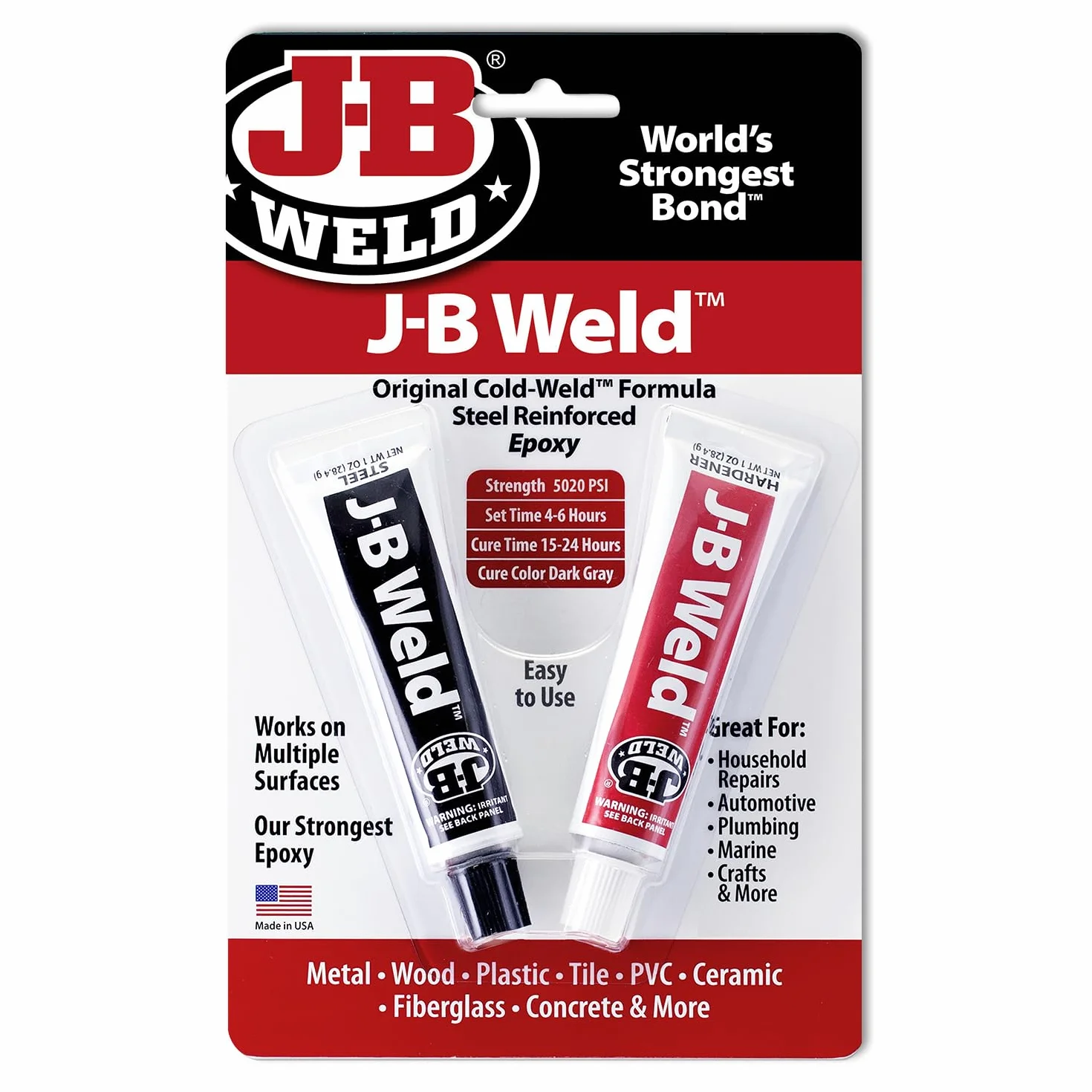 J-B Weld 8265S oryginalna stal wzmocniona epoksydowa dwupak - 5 ml (opakowanie 4 szt.)