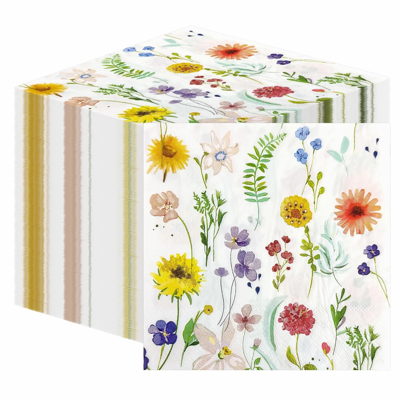 Flintronic 40 sztuk serwetek kwiatowych, 2-warstwowe, eleganckie serwetki papierowe, 33 x 33 cm, jednorazowe serwetki deserowe na urodziny, wesela, baby shower, komunia