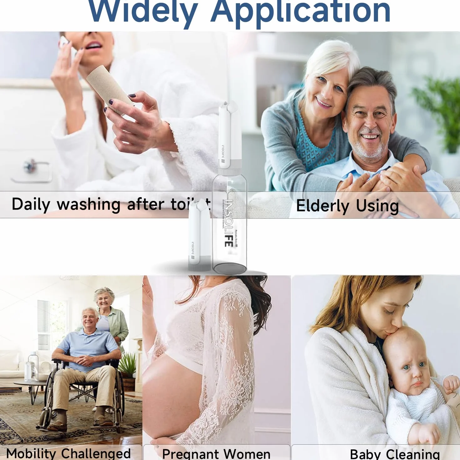 Insolife Przenośny bidet 2. generacji, elektryczny, ładowany, osobisty, podróżny, bidet, dla kobiet, mężczyzn, higieniczne czyszczenie, pielęgnacja poporodowa i niemowlęca, leczenie hemmoroidami,