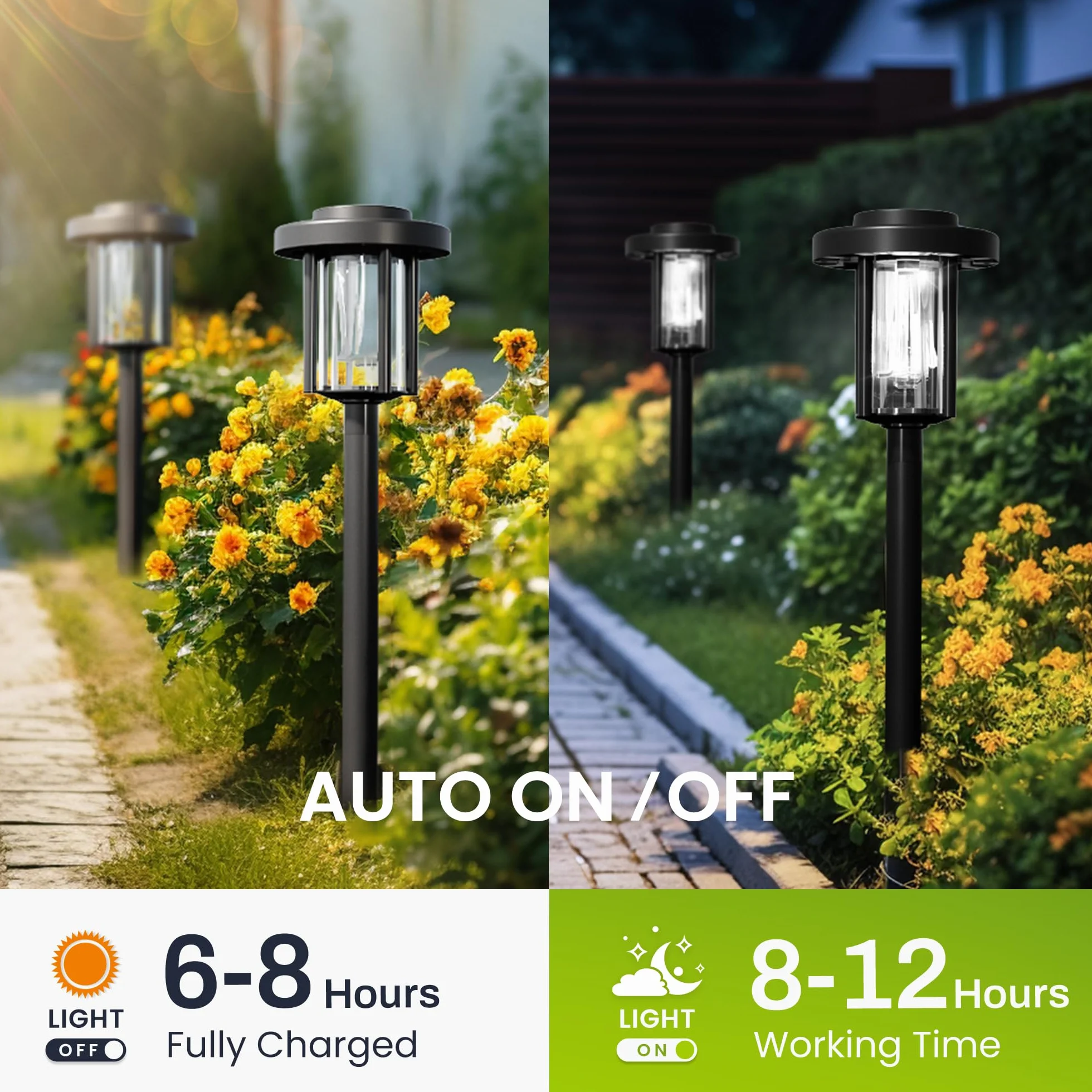 Solpex Lampy solarne do użytku na zewnątrz, 6 sztuk lamp solarnych LED, dekoracja ogrodowa, wodoodporne, zasilane energią słoneczną, oświetlenie drogi do ogrodu, na taras, krajobraz, chodnik, białe