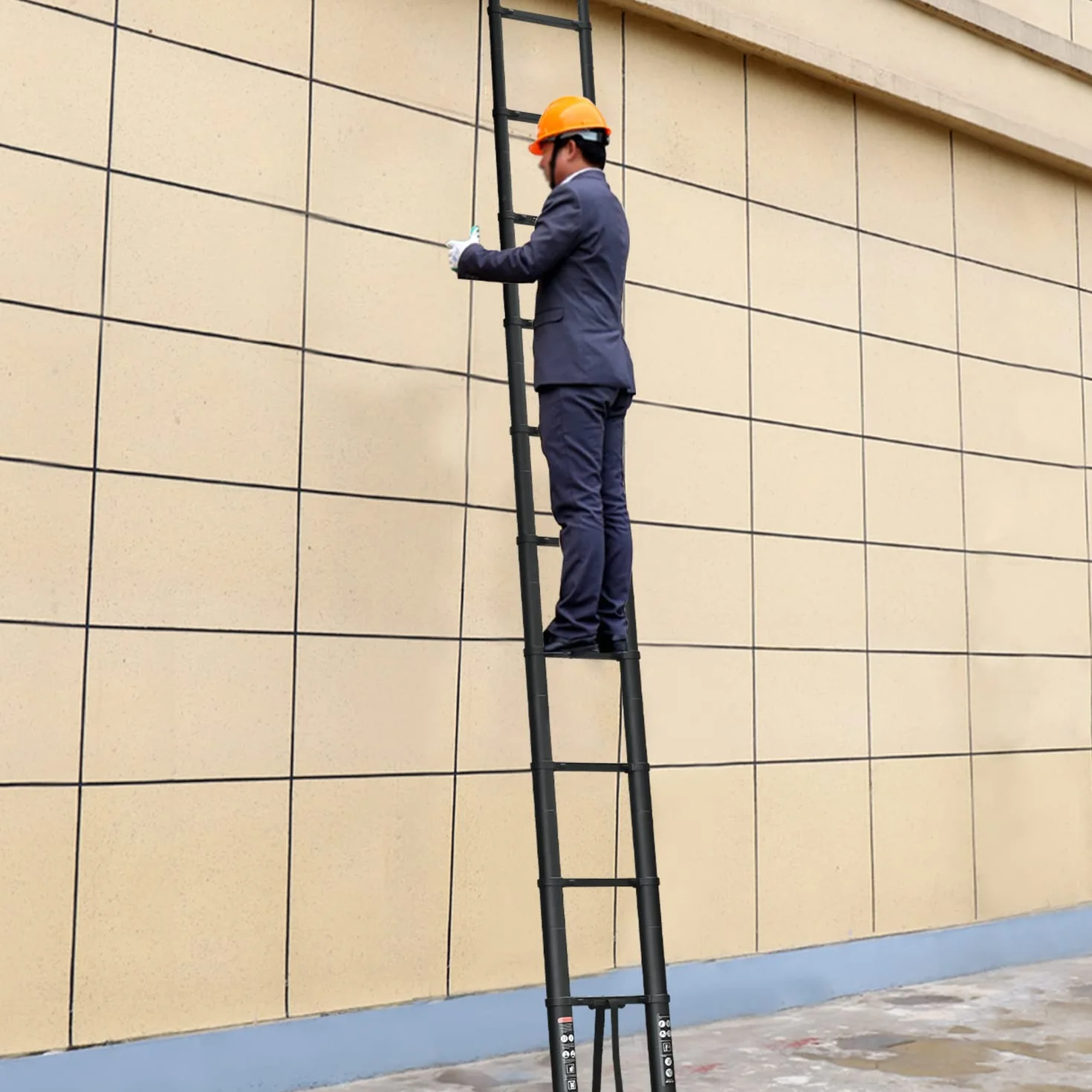 20,3 FT/6.2M Aluminiowa drabina teleskopowa z 2 zdejmowanymi haczykami, składane schody do użytku na zewnątrz, uniwersalne schody chowane na poddaszu, Maksymalna pojemność 330 funtów