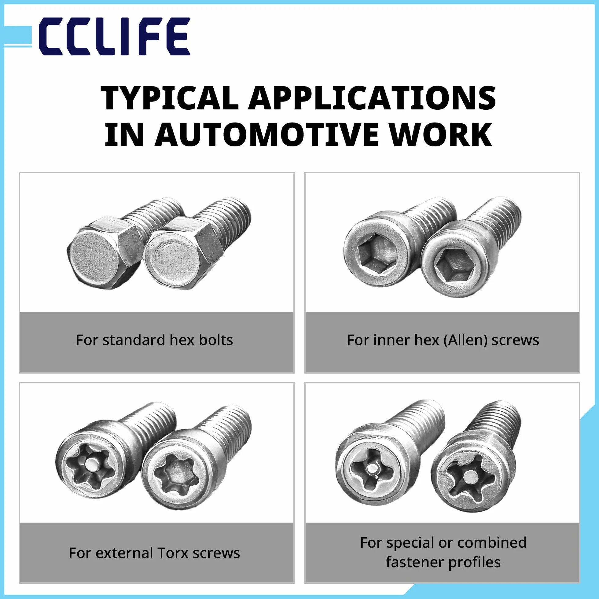 CCLIFE 18-częściowy zestaw śrub spustowych oleju, napęd 3/8" 5/16", narzędzie do wydmuchu oleju do VW BMW Mercedes, zestaw kluczy nasadowych Cr-V z uchwytem T i pudełkiem do przechowywania