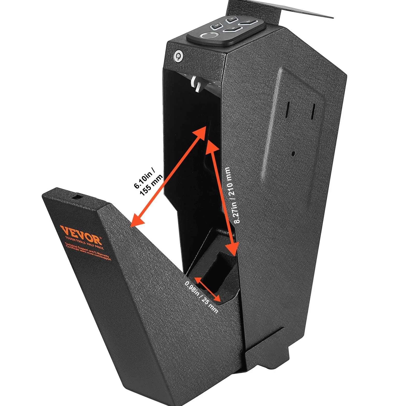 VEVOR Coffre-Fort de Pistolet Acier Coffre-Fort Biométrique 3 Moyens Déverrouillage Empreintes Digitales Clés Combinaison Bijoux Documents Armes Poing Domicile