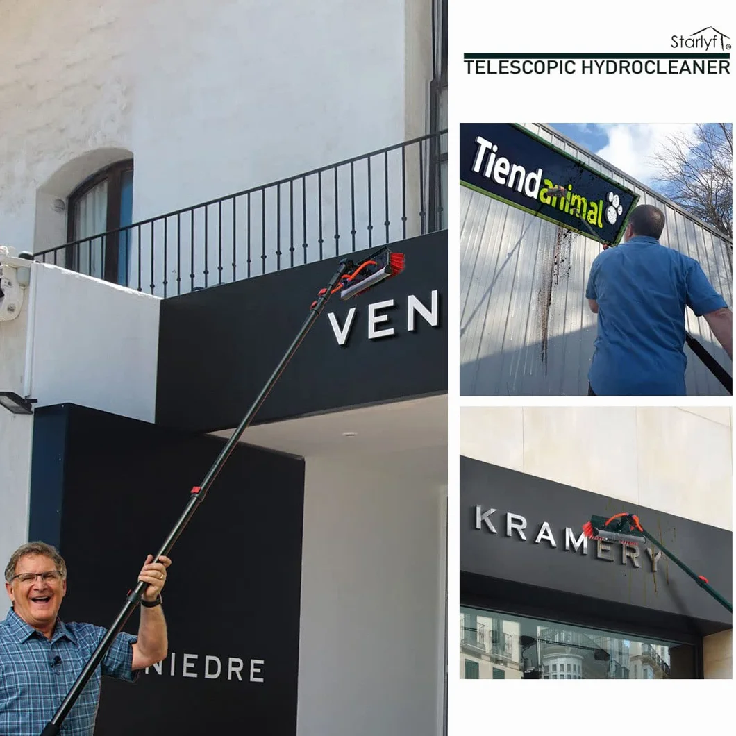Teleskopowa miotła do czyszczenia Starlyf Telescopic Hydrocleaner, 4.6 MTS, zasilana wodą Dozownik mydła, Panele słoneczne, Mycie ciężarówek, Okna, Billboard