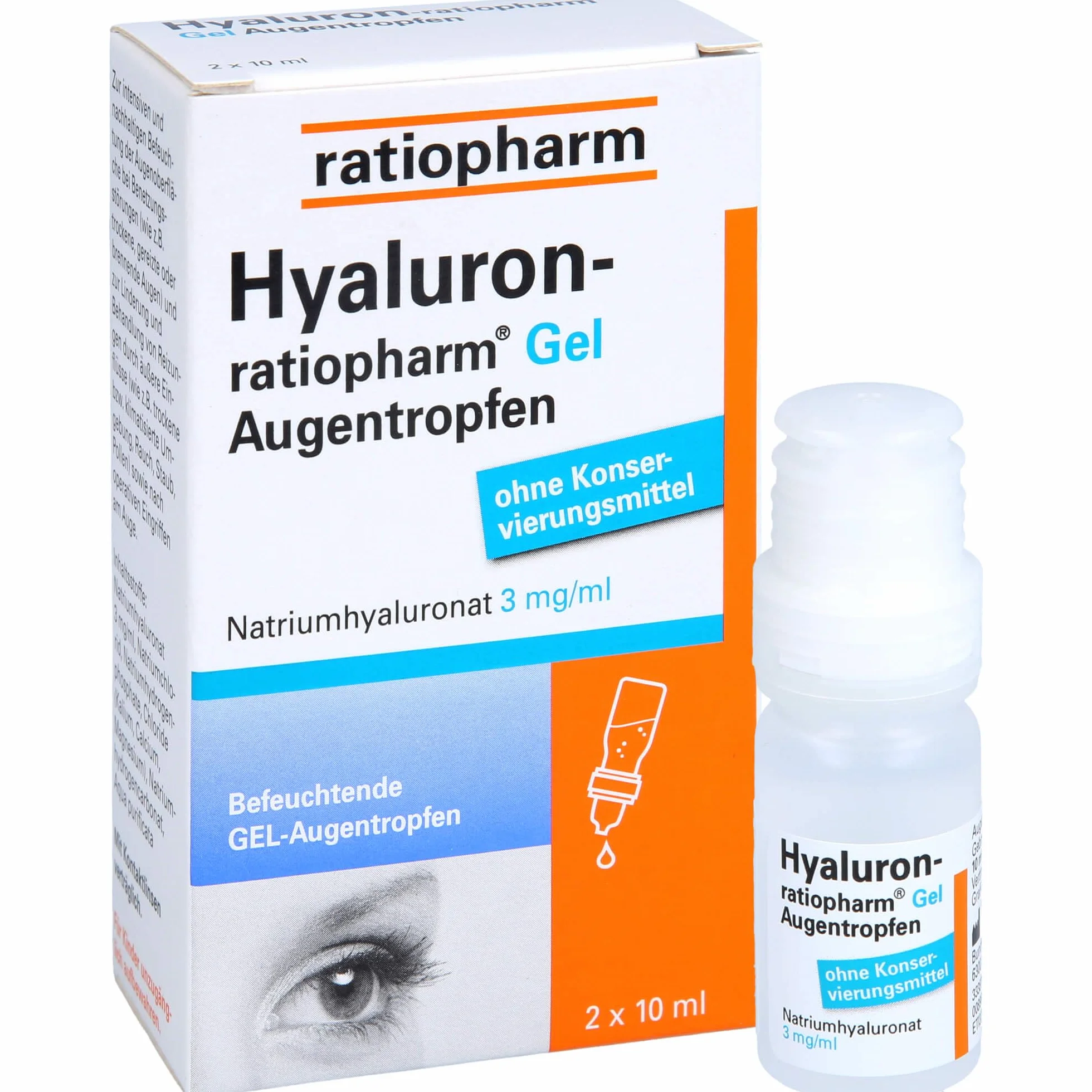 HYALURON-RATIOPHARM żel krople do oczu 2 x 10 ml