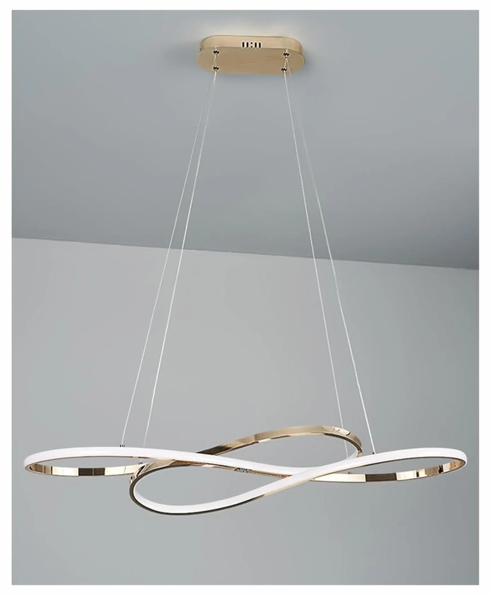 Lampy wiszące, nowoczesne żyrandole pierścieniowe z diodą LED, długa chromowana liniowa oprawa sufitowa kompatybilna ze stołem jadalnym, salonem i wyspą kuchenną (ciemna) w