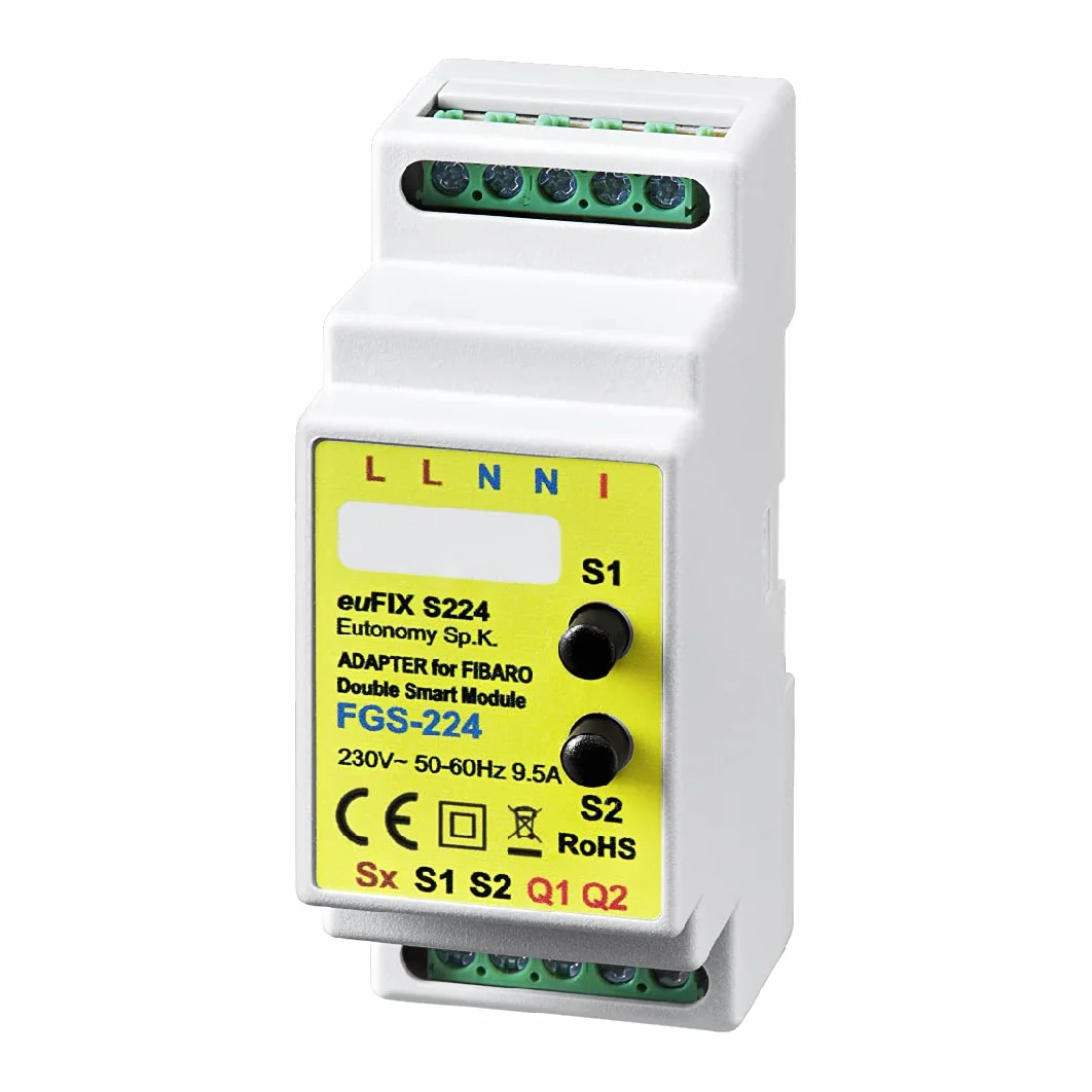 Adapter euFIX do szyny DIN do FIBARO Double Smart Module z przyciskami, euFIX S224