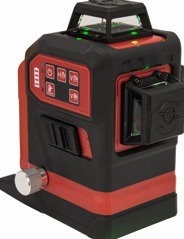 Futech Laser liniowy 3D 18 V MAX 360°, kompatybilny z akumulatorami Milwaukee, Makita, Bosch, Metabo, Hikoki, Dewalt i Festool, zdejmowany adapter akumulatora, poziome i 2 pionowe linie