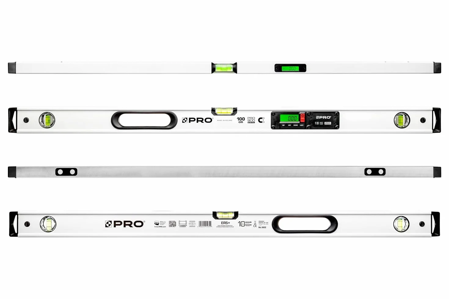PRO900 Cyfrowa poziomica Magnetyczna z 2 wyświetlaczami LCD i osłoną Inklinometr Kątomierz interfejsu - sygnał Pamięć pomiarów Profil trzykomorowy - IP65 Długość 100 cm