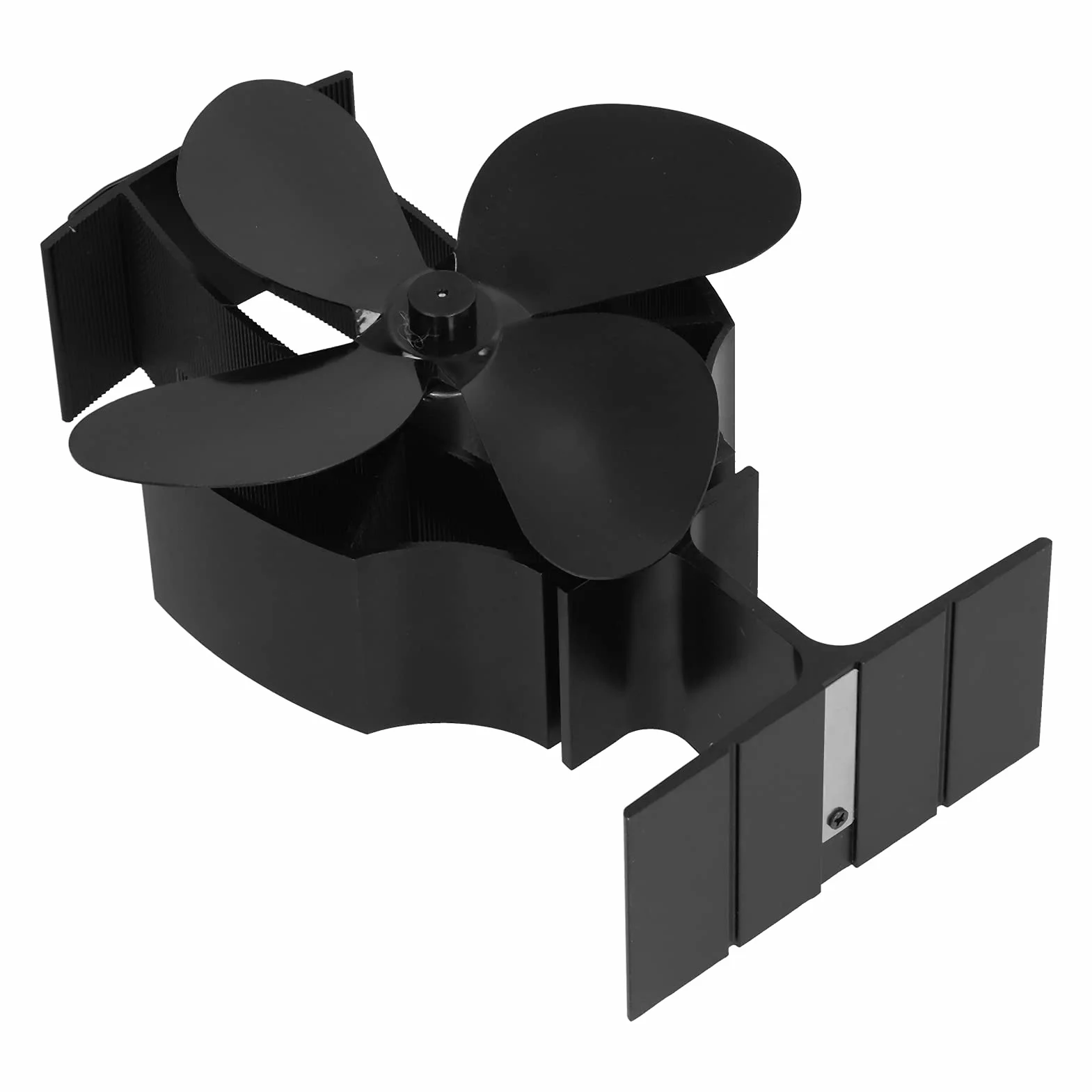 Wentylator Piecowy Aluminiowy Wentylator Kominkowy Zasilany Ciepłem 4 Ostrza Konstrukcja Cyrkulacyjna 8,9 X 5,5 X 2,6 Cala do Kominków Opalanych Drewnem Dystrybucja Ciepła w Domu