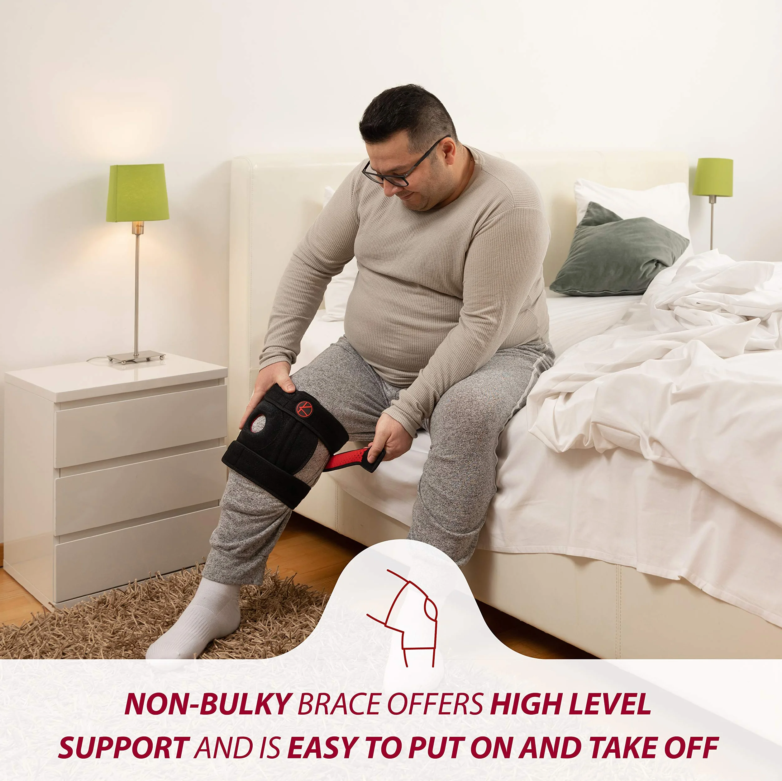 KARM Orteza kolana w dużych rozmiarach dla kobiet i mężczyzn 4XL 5XL 6XL - bardzo duże wsparcie kolana dla dużych nóg ud - regulowany orteza plus size dla osób otyłych, zapalenie stawów, rozdarcie