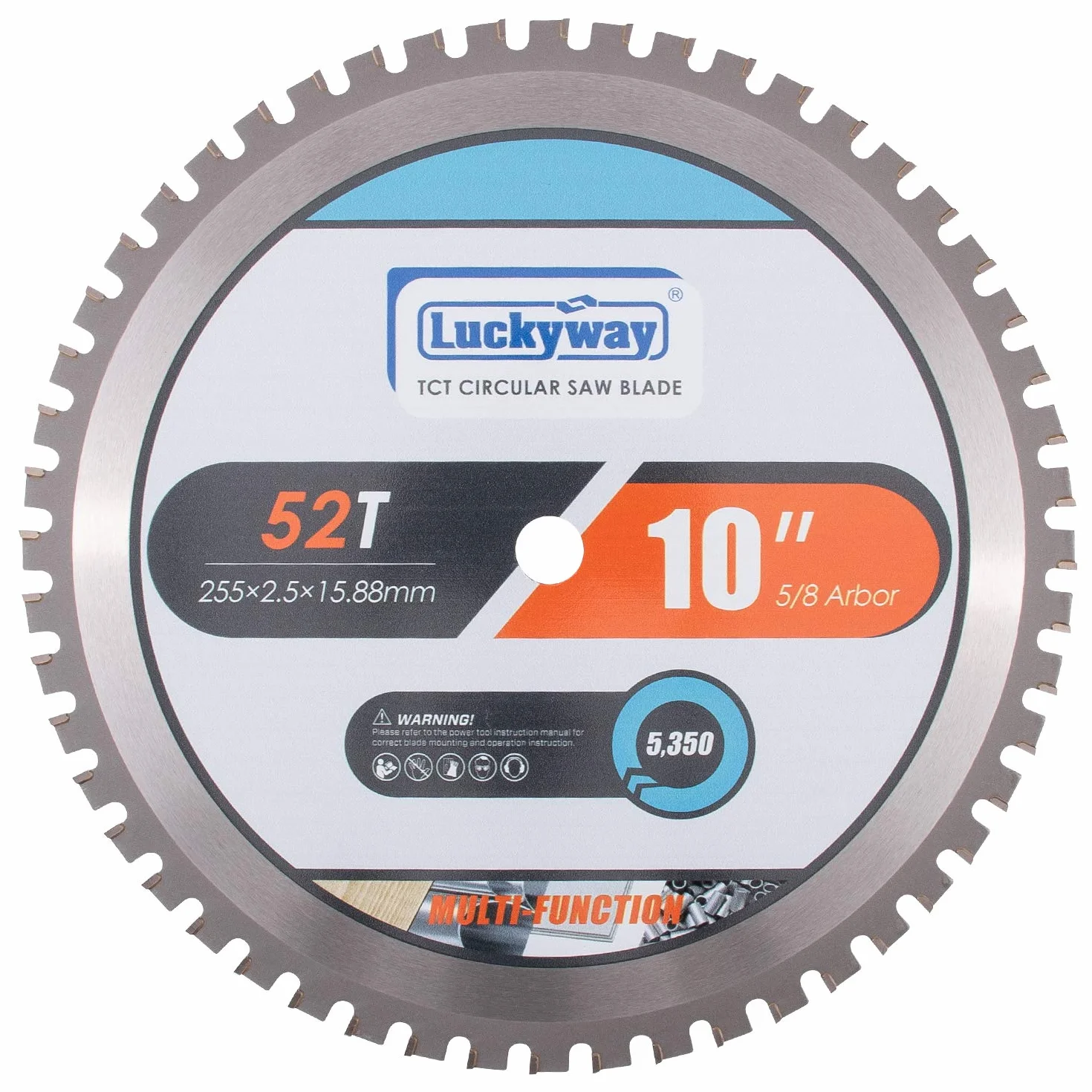 Luckyway Wielofunkcyjna brzeszczot do piły tarczowej TCT 25,4 cm, 52 zęby z wałkiem 1,6 cm do cięcia drewna, aluminium i metali nieżelaznych