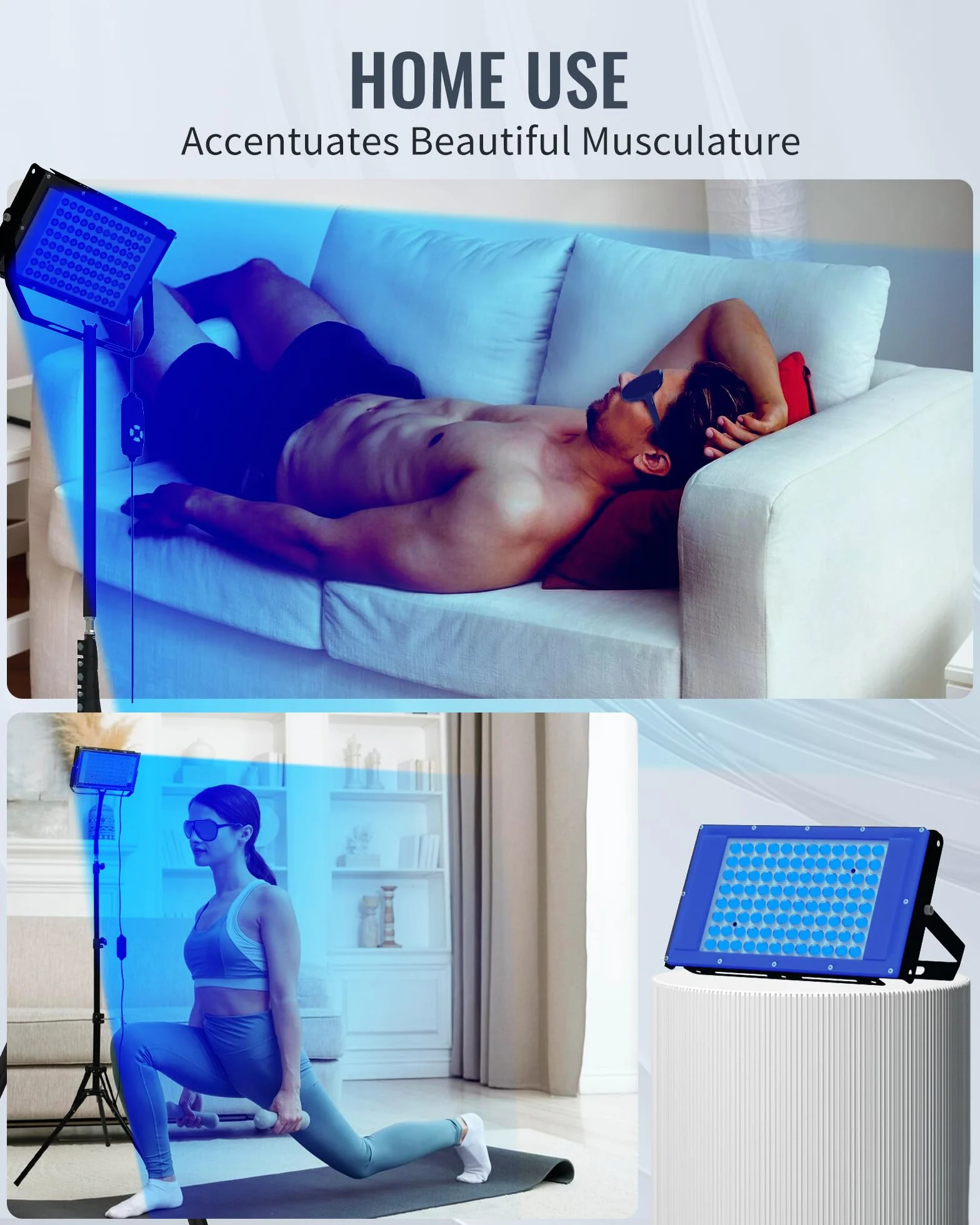 Lampa do opalania Jitesy 460 i 480 NM niebieskie światło terapia solarium 2 tryby
