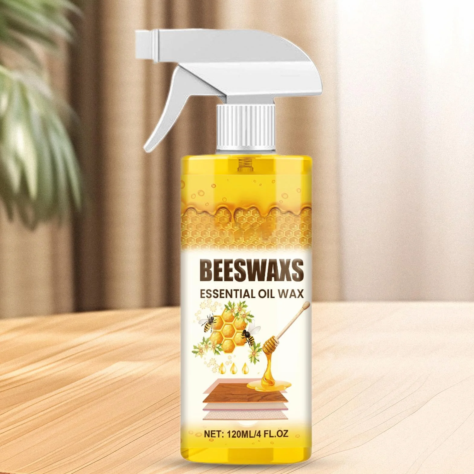 Wood Cleaner and Restorer - Hardwood Spray, Antique Furniture Revivor, Deep Cleaning Beeswax Formula, Removes Scratches and Restores Natural Grain, Maintenance Solution for Living Room Cabinets