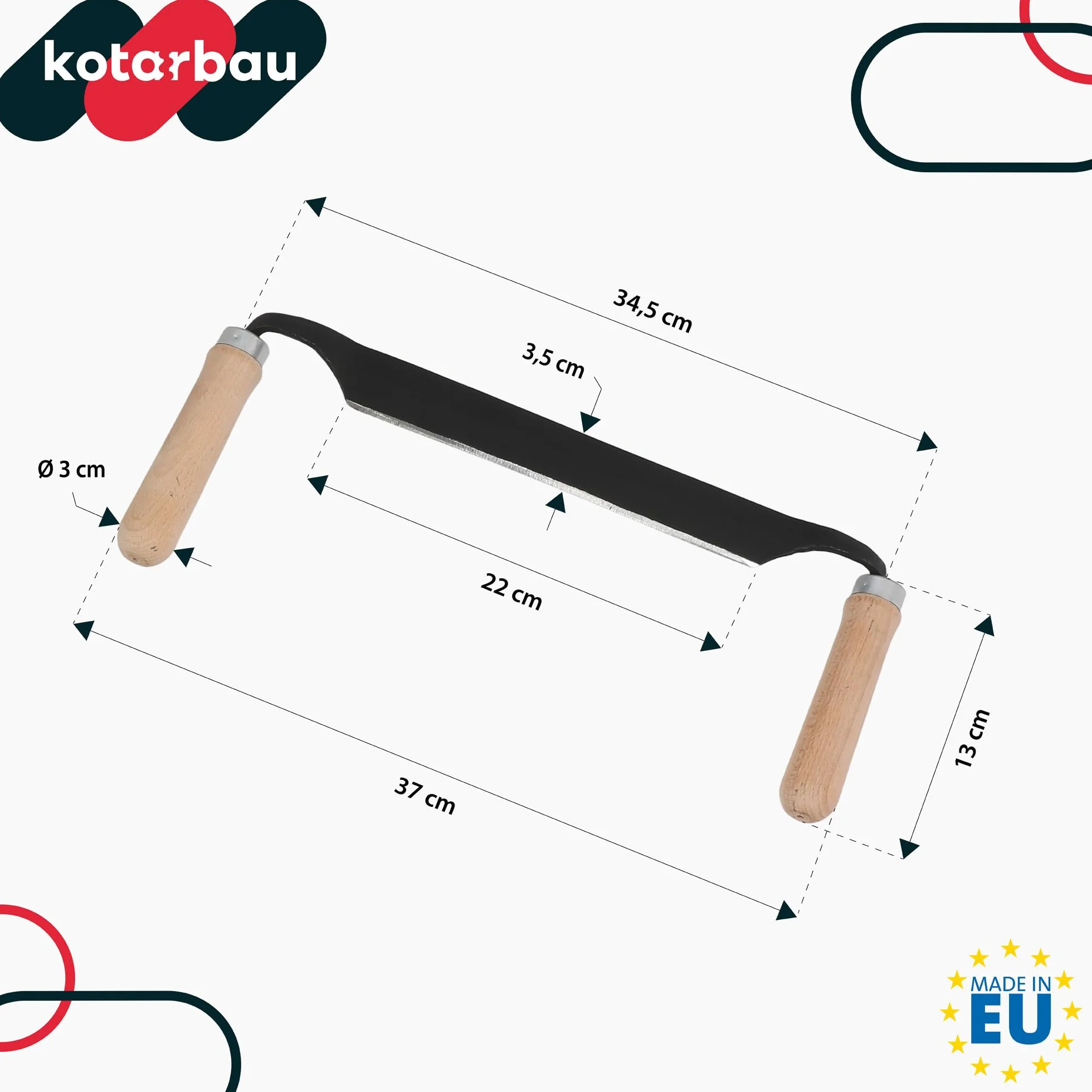 KOTARBAU® Ośnik do Korowania - 22 cm - Korowaczka - Strug Do Kory Drewna - Kuty - Prosty