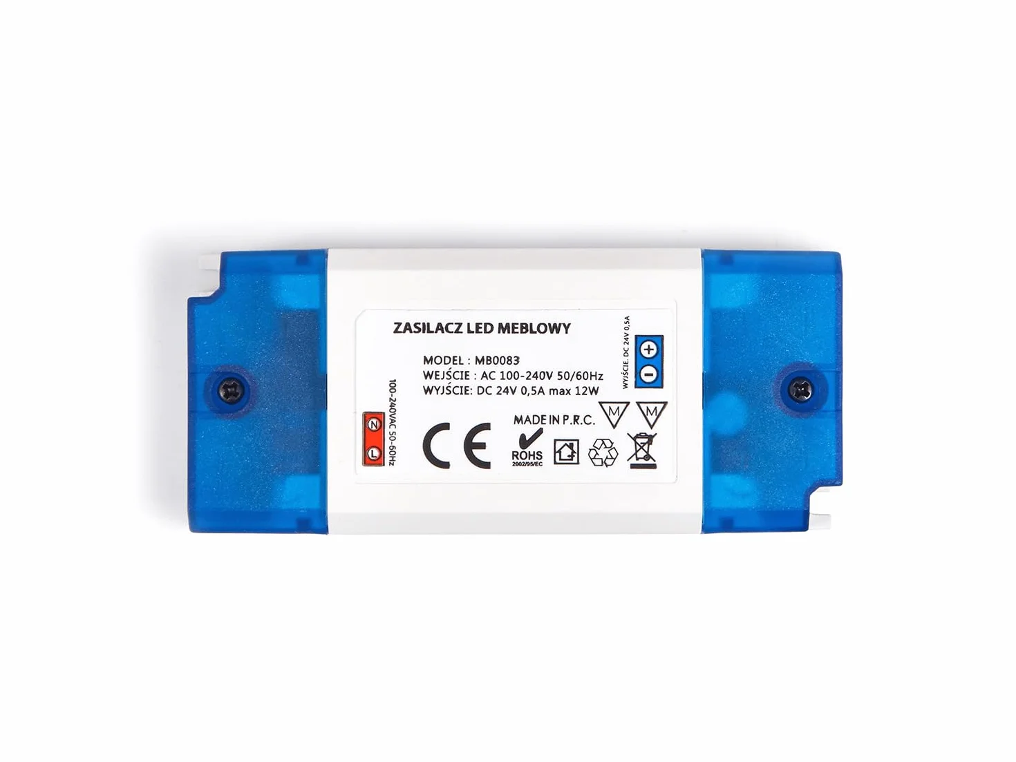 Zasilacz meblowy - Zasilacze LED - Zasilacz modułowy do oświetlenia LED - Zaawansowane funkcje bezpieczeństwa - Eaglerise 24V 12W 0.5A IP20-89x39x23mm