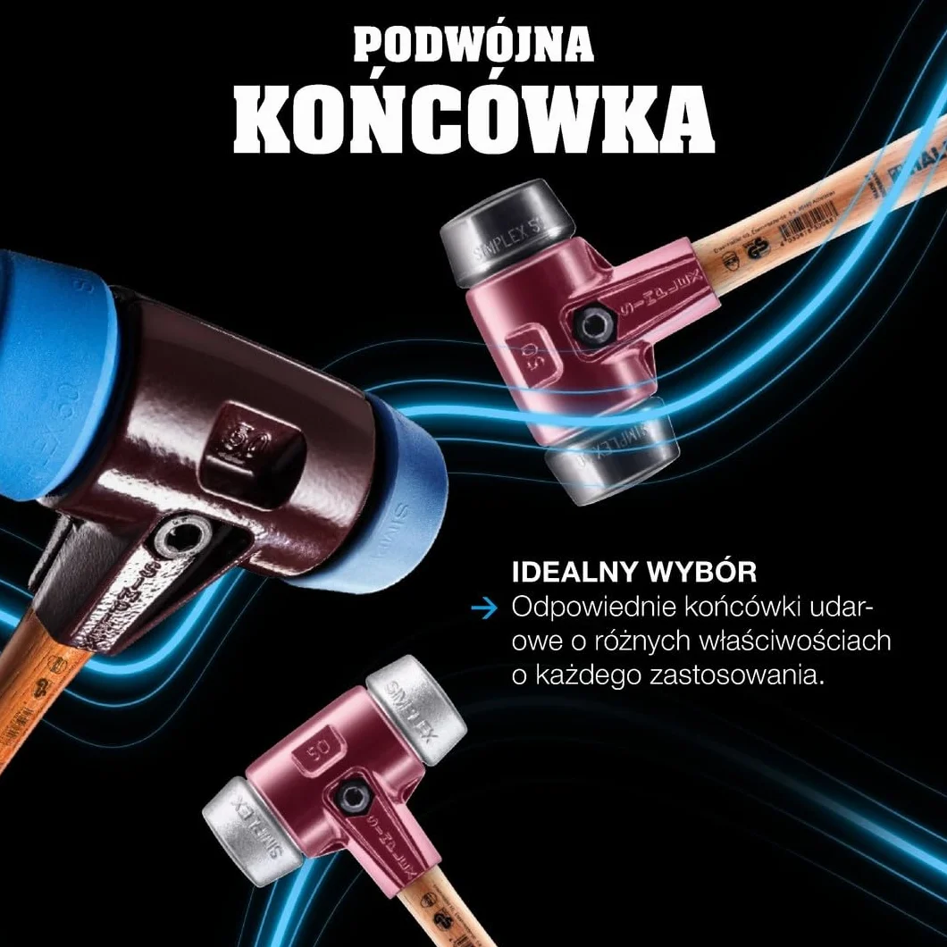 Młotek kowalski z miekkim bijakiem SIMPLEX Superpłastik 125mm HALDER