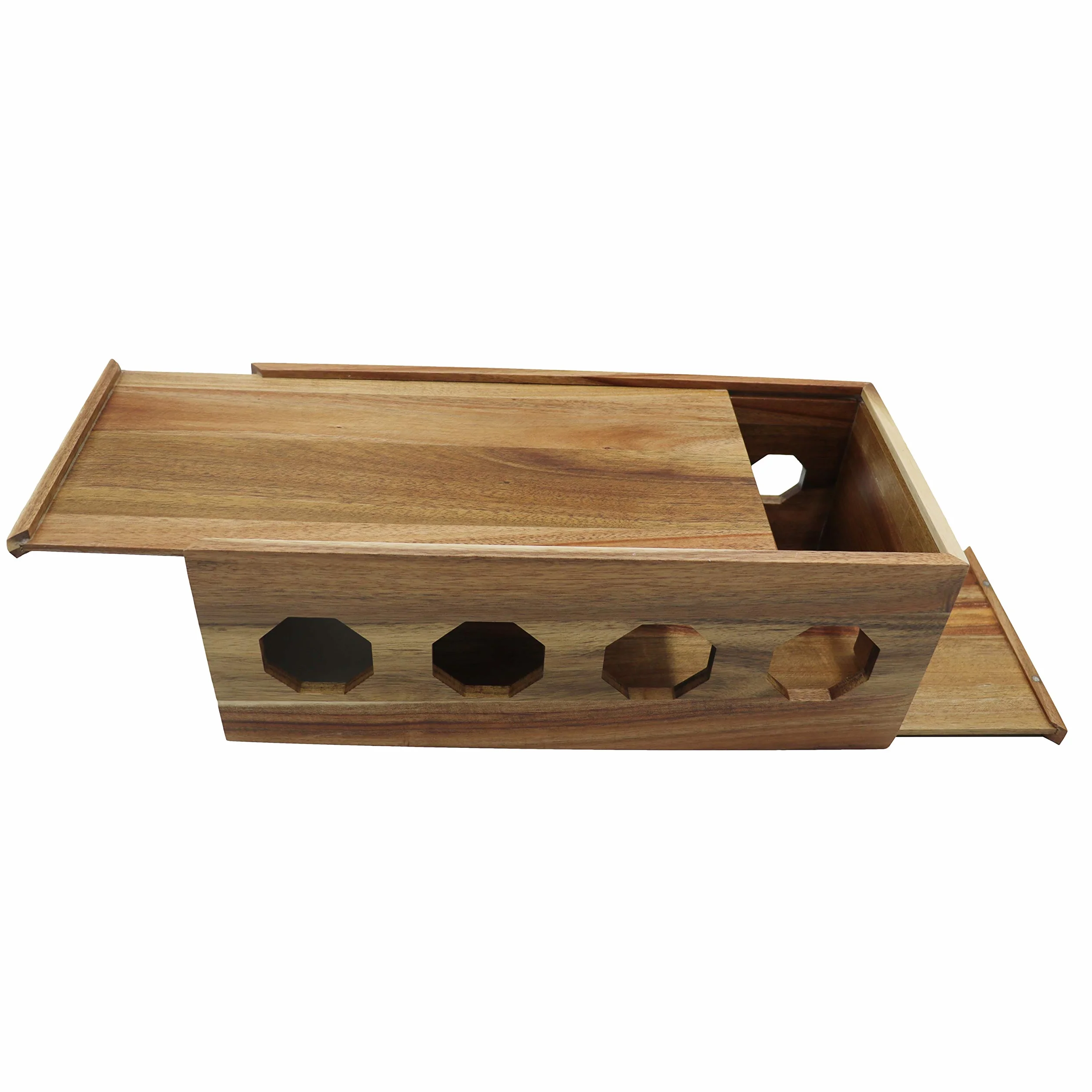 Inspirun obudowa na kable z drewna akacjowego, pudełka do przechowywania kabli z pokrywą, utrzymywanie kabli w porządku do domu i biura 40x18x15cm