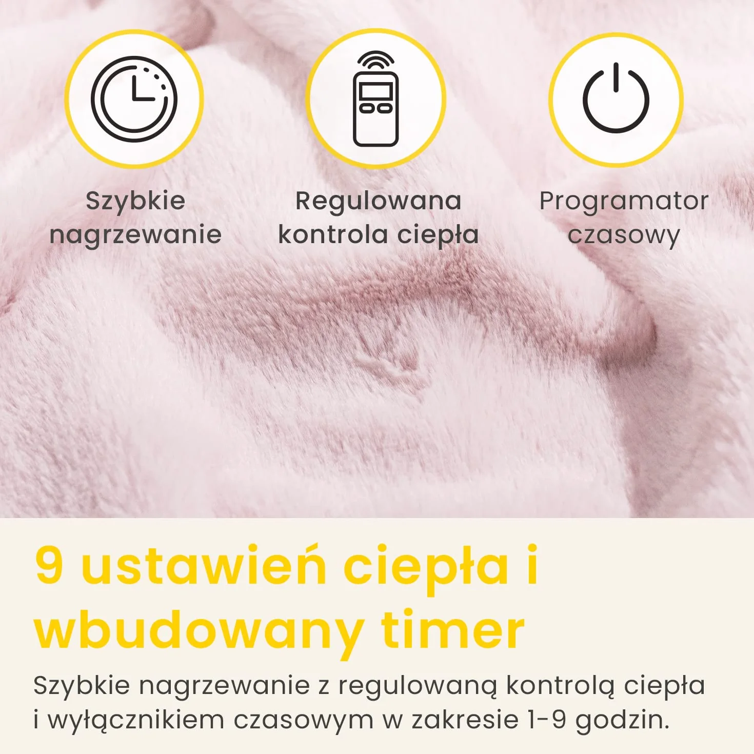 CosiHome Koc Elektryczny XXL 180x130 cm 9 Poziomów Temperatury Różowy